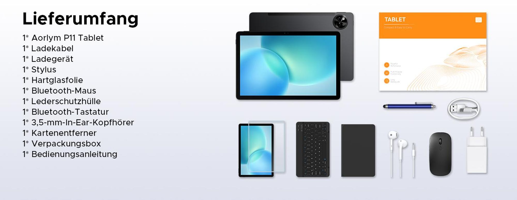 AP11 Tablet Android 16, 48GB RAM+128GB ROM/2TB, 11 Zoll 90Hz HD IPS, T7250 Octa-Core, 8800mAh, Gemini AI, Widevine L1-Tastatur, Stift, Maus und Hülle