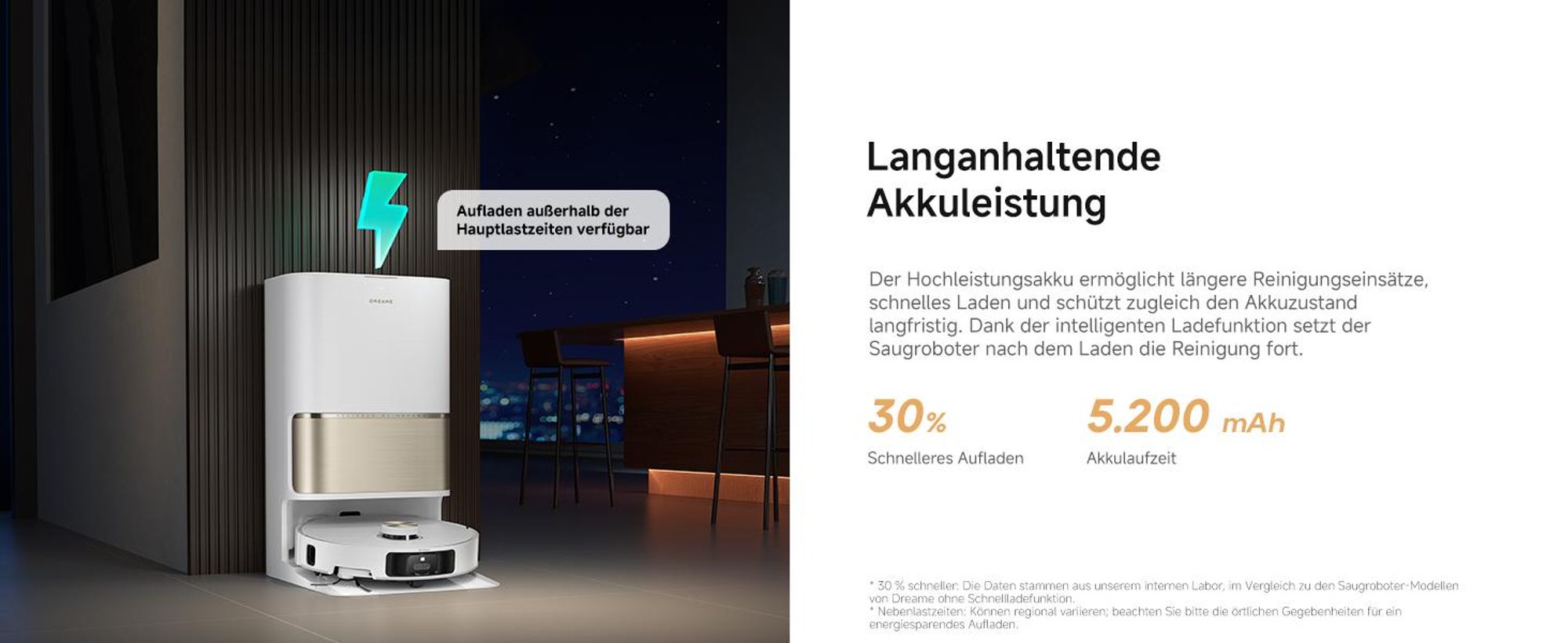 Dreame L50s Pro Ultra Saugroboter mit Wischfunktion,30KPa Saugkraft,100-tägige Selbstreinigung,Hitzereinigung,Eckreinigung und Entwirrungsbürste,Weiß