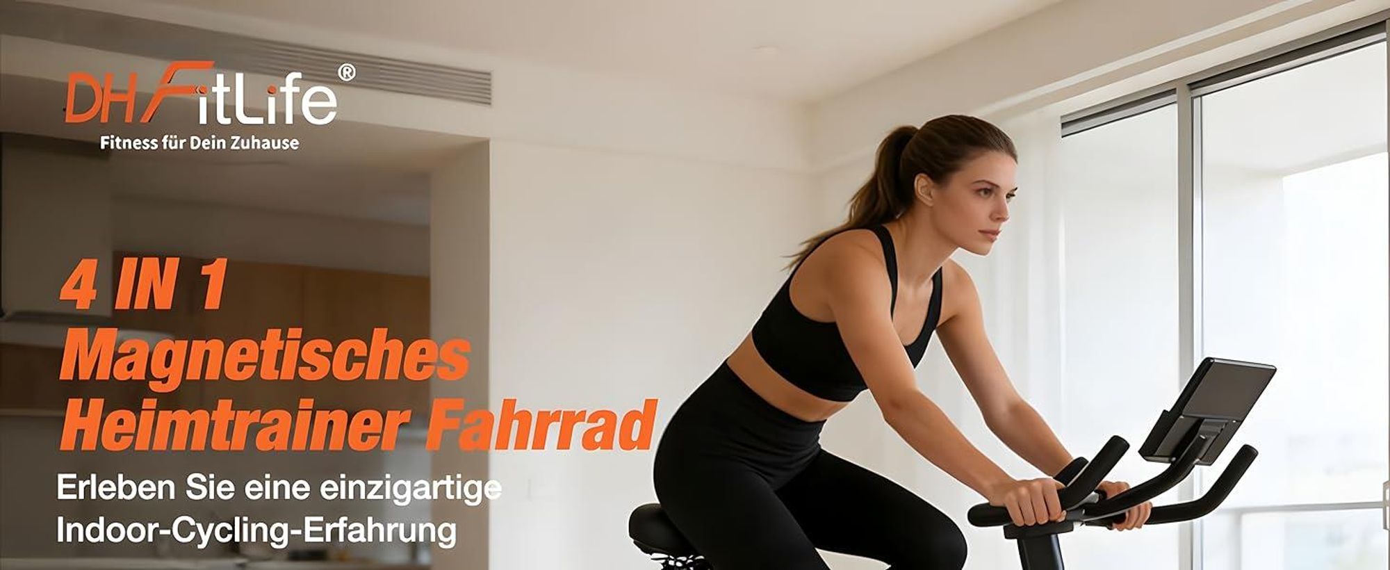 DH FitLife 2026 Heimtrainer Fahrrad, magnetisches Ergometer mit Pulssensor & APP, leises Indoor Bike, neuer Lenker & Monitor