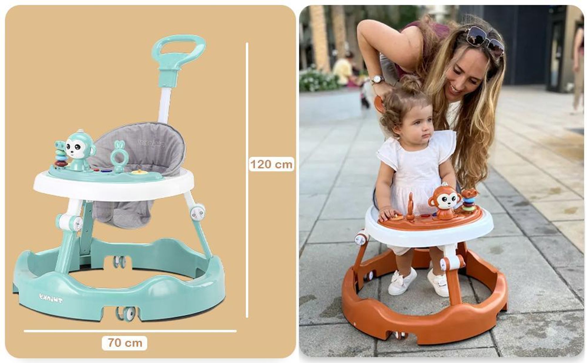 Twinky® Lauflernhilfe in Mintgrün | Lauflernwagen mit Spielset und Zubehör für sicheres und spielerisches Lernen | inkl. Fußmatte und Haltegriff