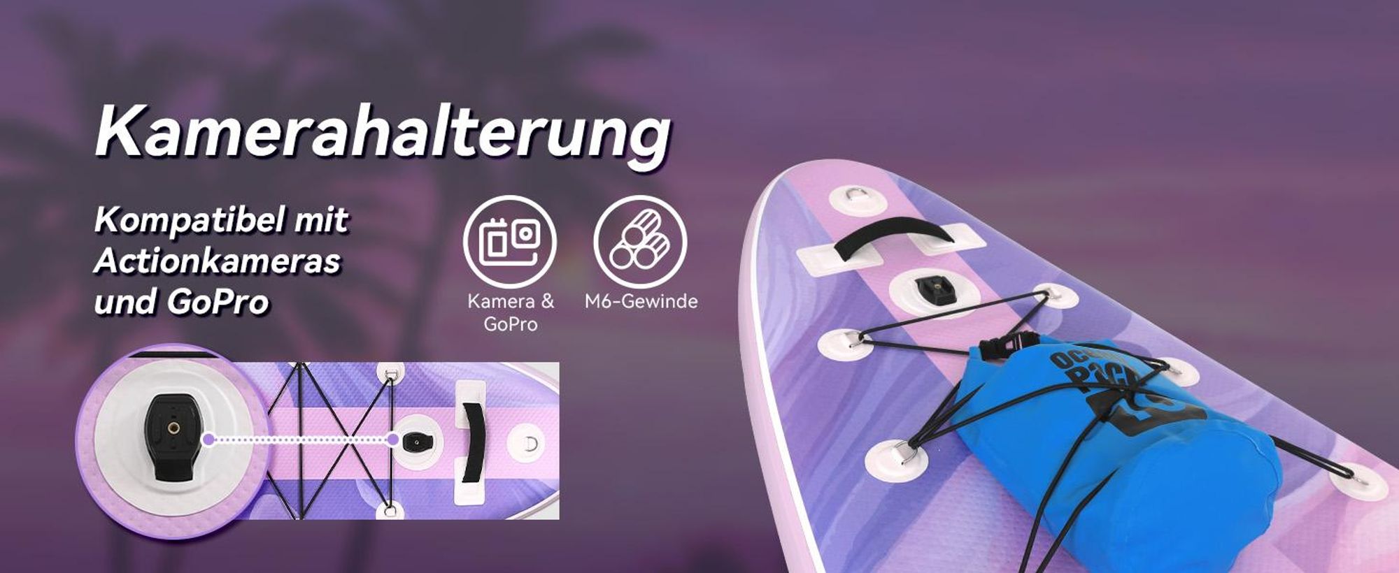 Puluomis SUP Board mit Sitz 335cm, Stand Up Paddle Boards Set, Paddling Paddelboard Surfbrett Aufblasbar, Pumpe Tragetasche, MB. bis 150Kg Lila Rosa
