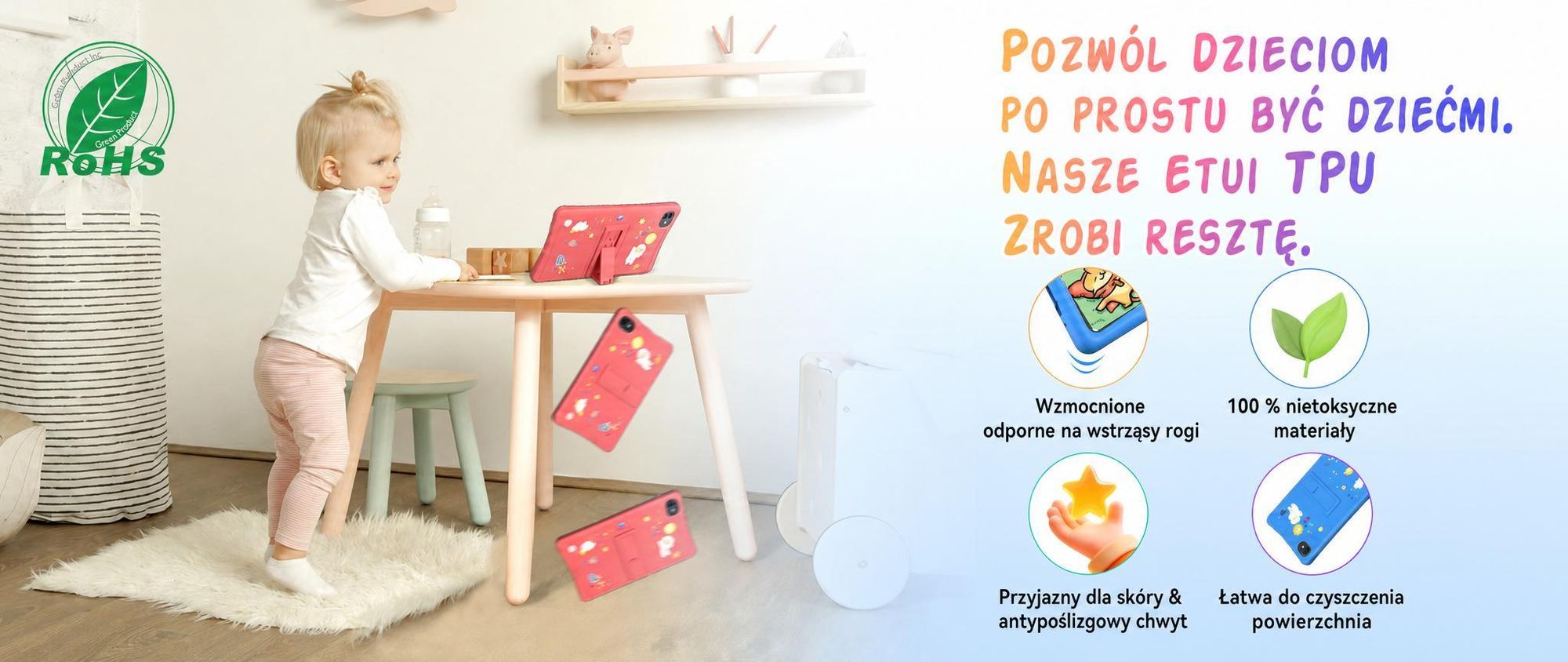 Tabwee K10 Kids 10.1" Blau Tablet, Google Kids Space, 4GB RAM+64GB ROM, Android 15 WiFi Tablet für Kind mit Kindgerechte Hülle und Stift, 5000mAh
