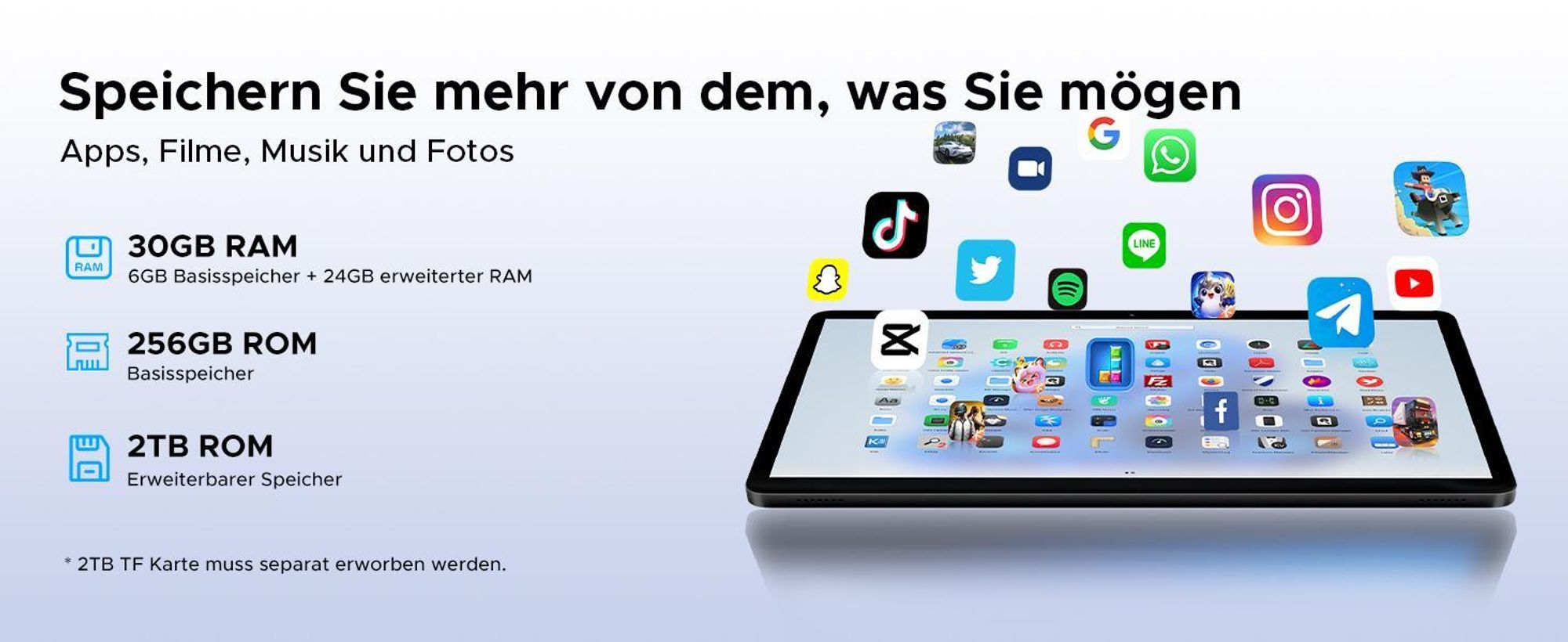 DOOGEE Tab G6 - Tablet ,Android 16, 11 Zoll, 36(6+30)GB+256GB(bis 2TB erweiterbar), 4G LTE, 90Hz,8000mAh,Widevine L1