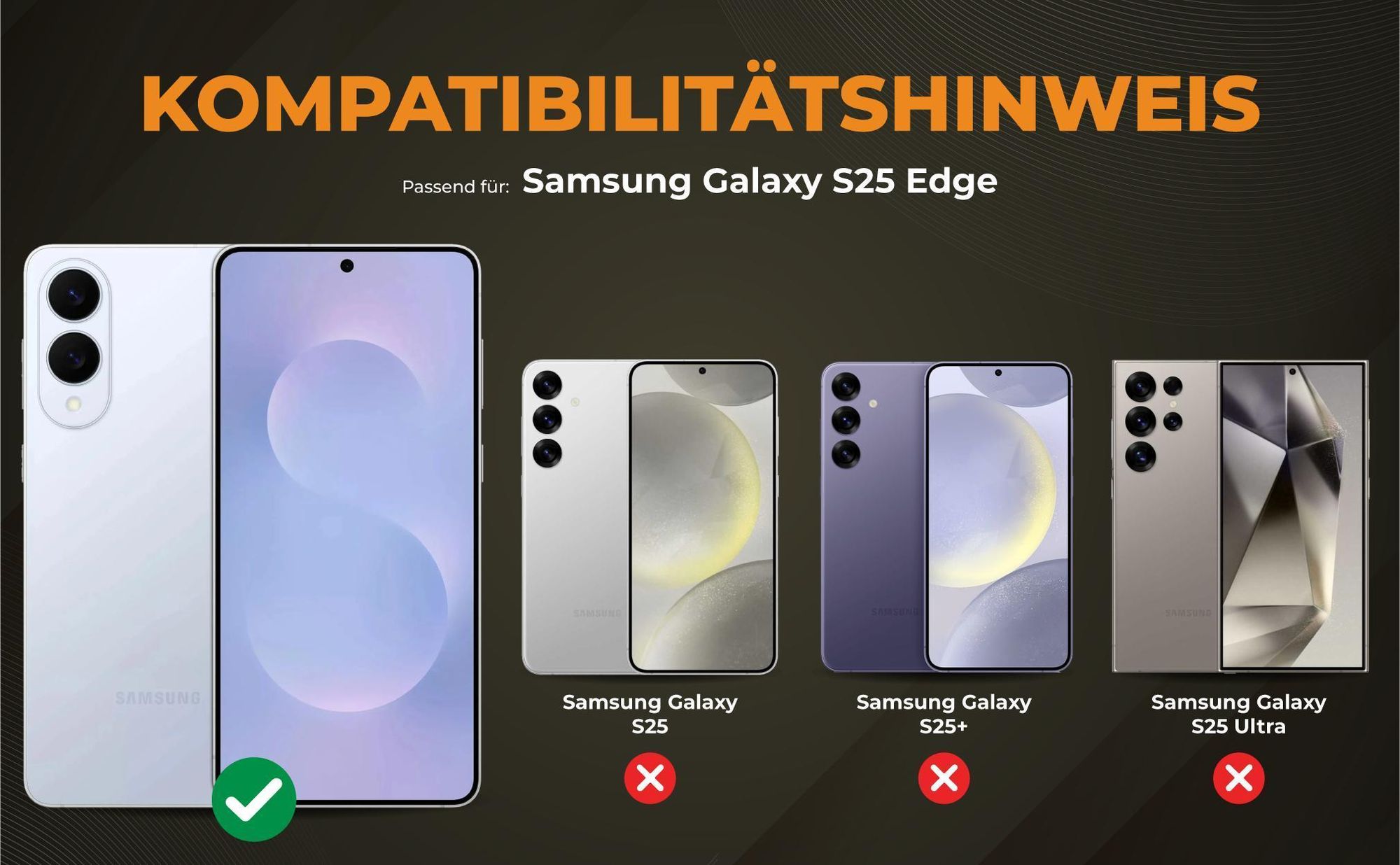 Kompatibilitätshinweise Hülle für Samsung Galaxy S25 Edge