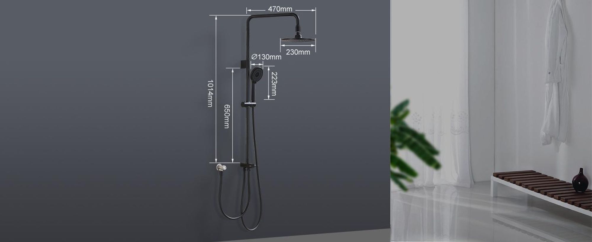 Duschsystem Regendusche Duschset mit Überkopfbrause Handbrause 2 Filter, Duschsäule mit Umsteller, Edelstahl, Vier Wassersprühfunktionen, Schwarz