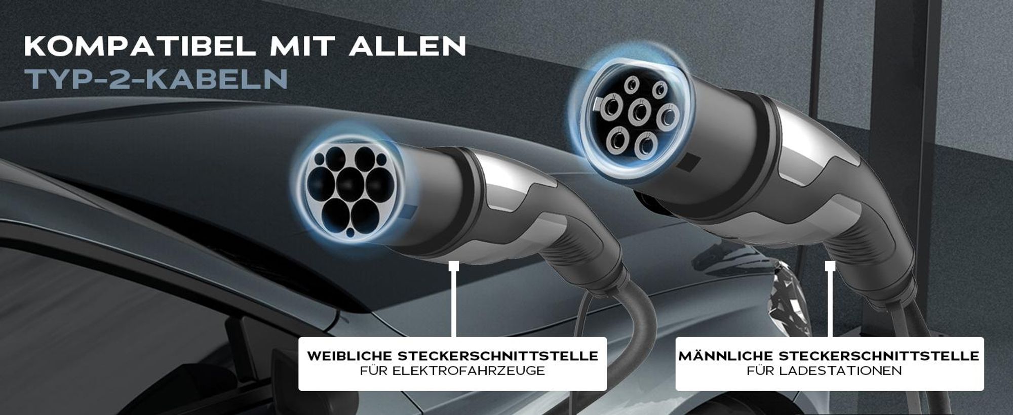 LAUNCH Typ 2 Ladekabel 11 kW 7M 16 A Ladekabel Elektroauto Typ 2 3 Phasig für E Auto EV/PHEV Typ 2 auf Typ 2,für T-Mode und E-Golf-Serienfahrzeuge