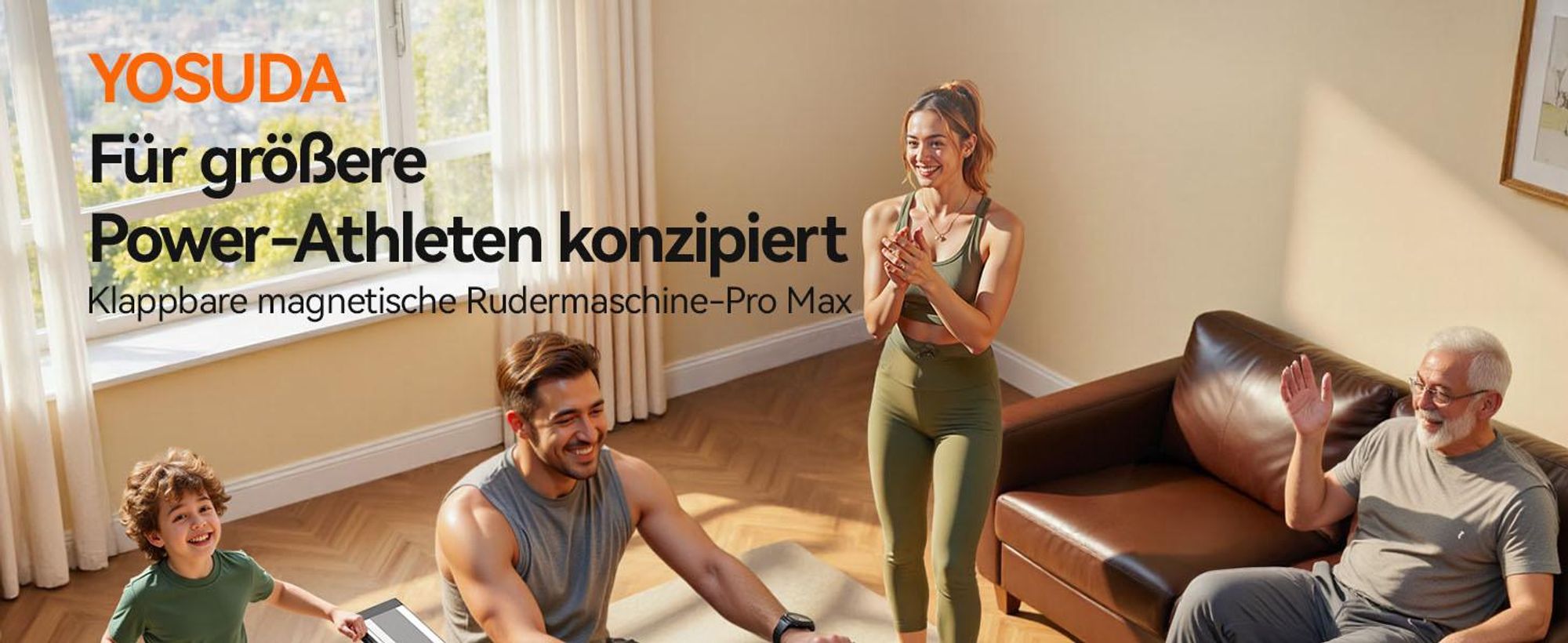 YOSUDA Rudergerät Zuhause, 16 Dynam. Widerstand, für Große bis 181kg, Ultra-Leise Magnetisch, Komfort-Sitz, Bluetooth/App, Alu-Schiene