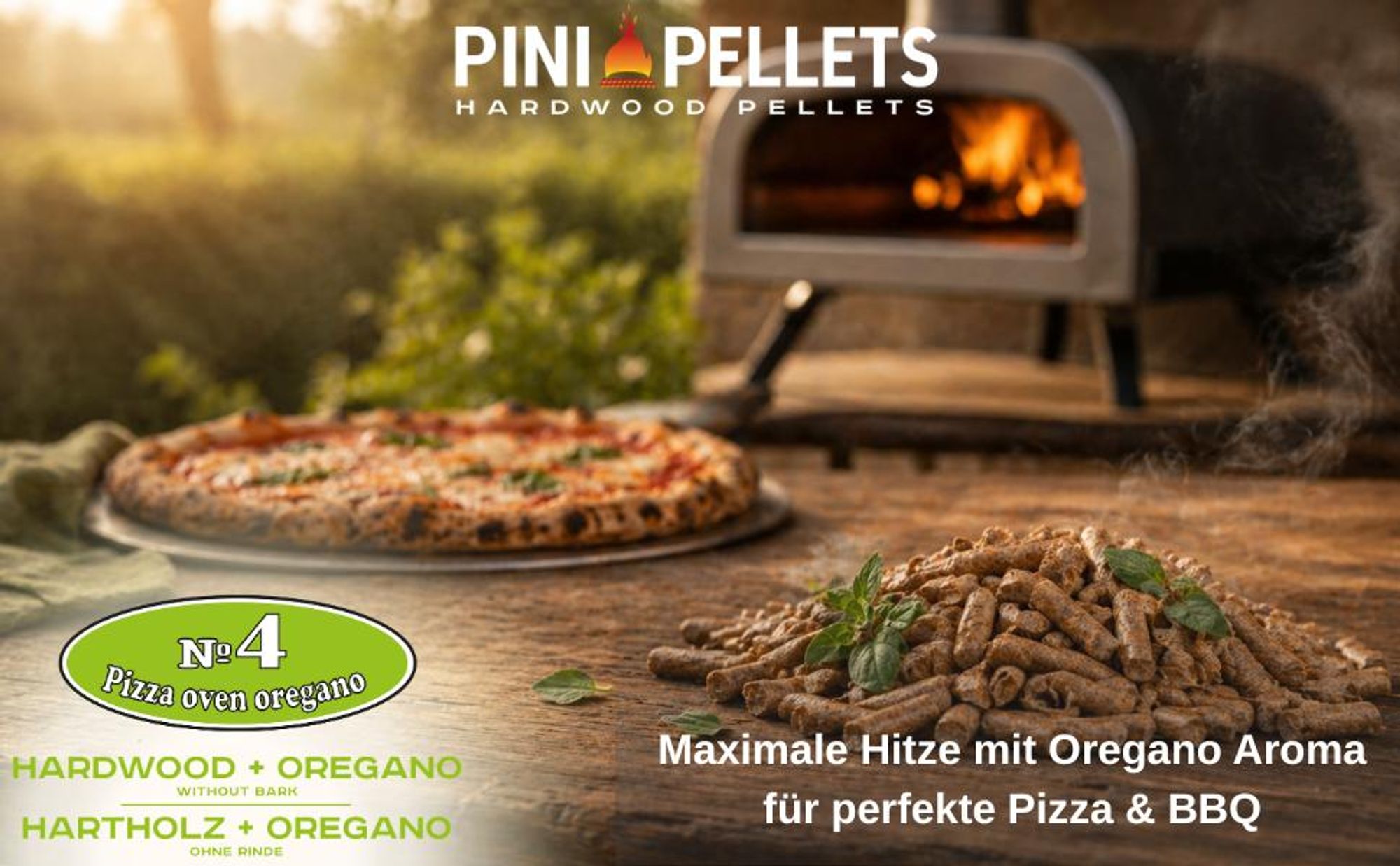 Premium Hartholzpellets mit Oregano Aroma für kraftvolle Hitze & stabile Temperatur