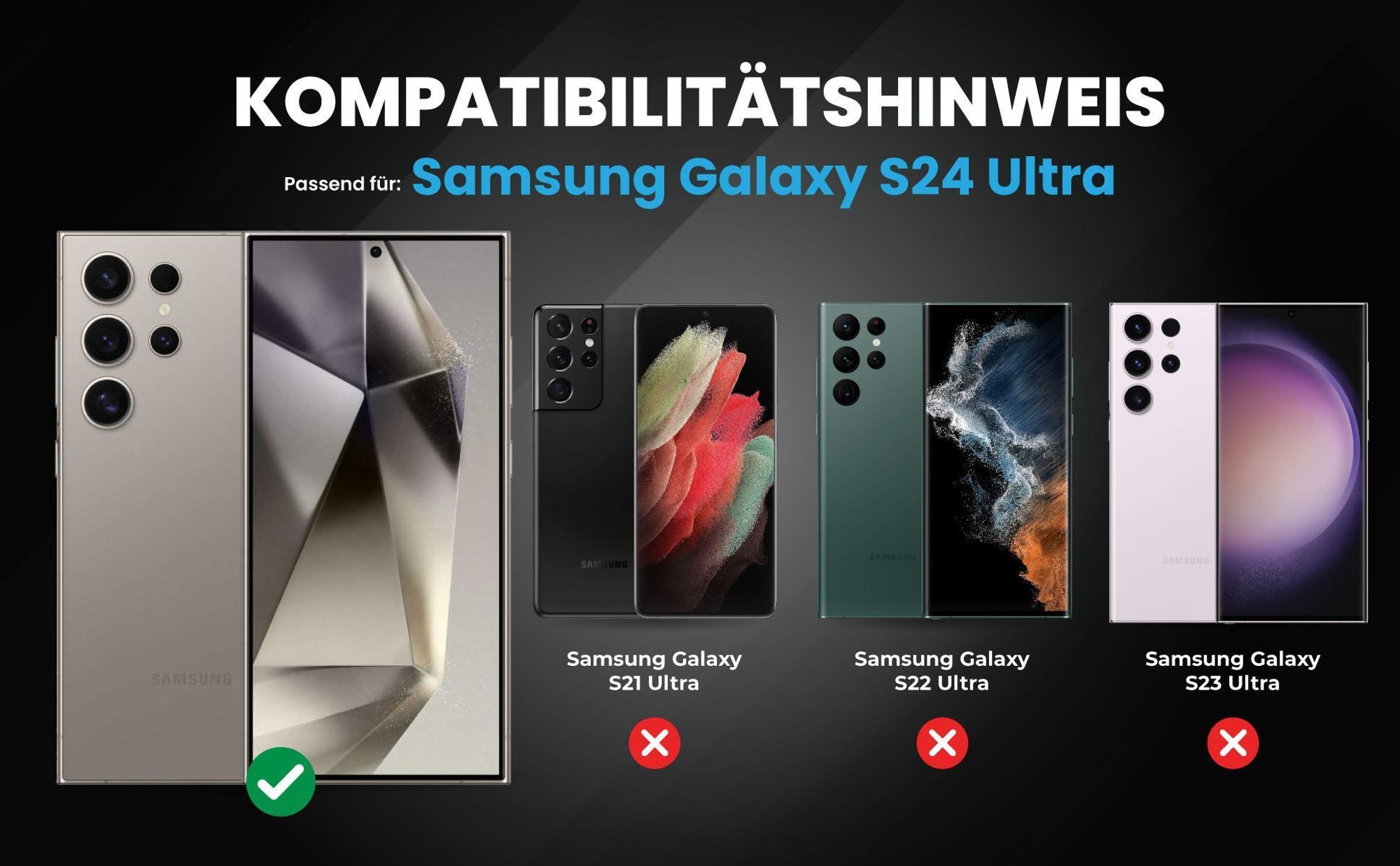 Kompatibilitätshinweise Hülle für Samsung Galaxy S24 Ultra