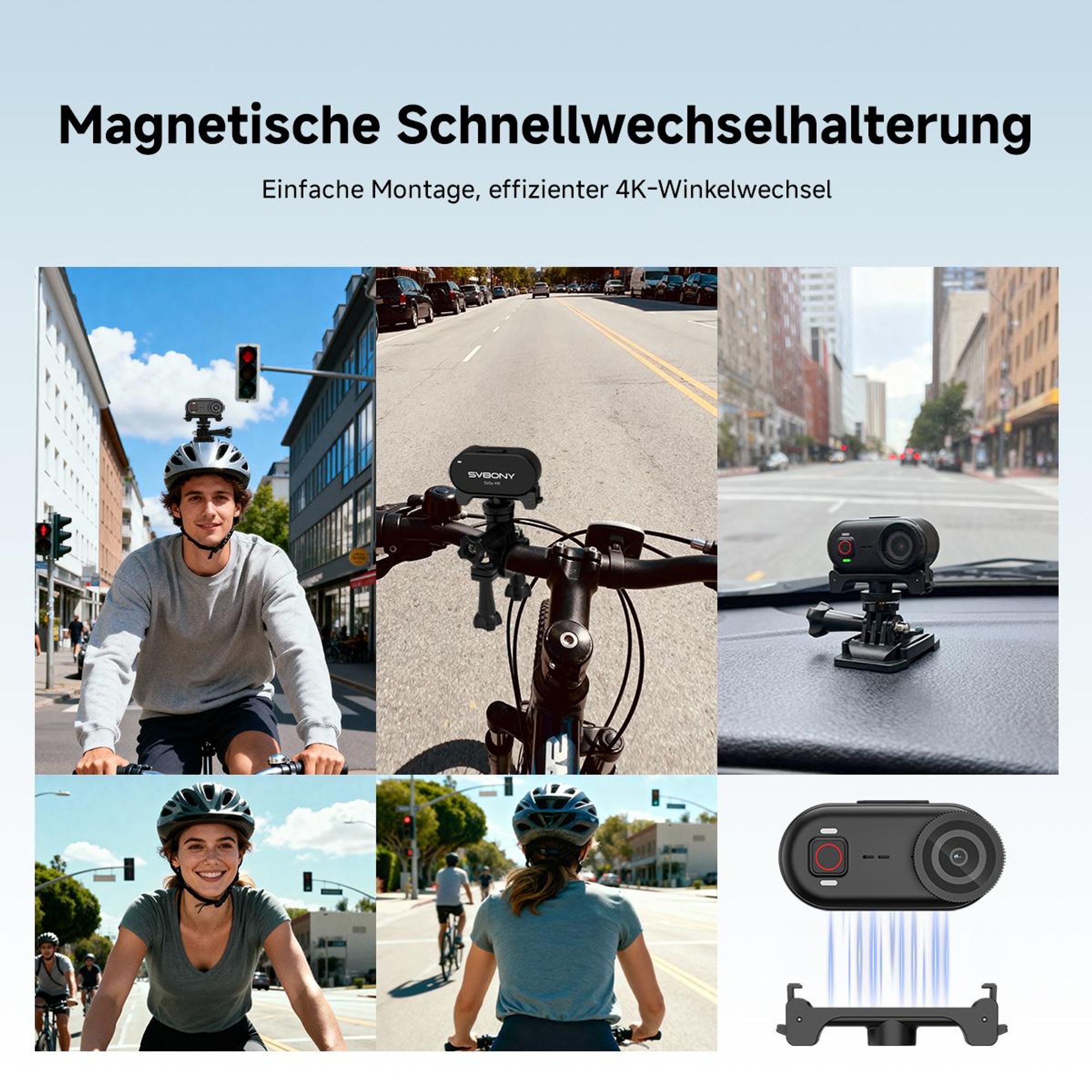 SVBONY SVGo M3 POV Action Kamera, 4K/30fps, 64GB Speicher, 43g Ultraleichte, Mini Bodycam, IP68 Wasserdicht bis 10m, 300 Min Akkulaufzeit, WLAN App