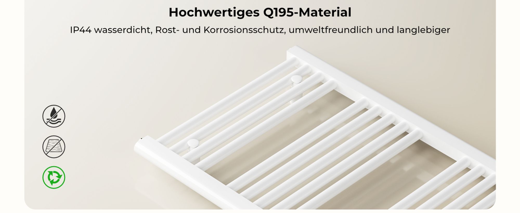 Heilmetz Badheizkörper Elektrisch 500W 100 x 60 cm Handtuchheizkörper Handtuchtrockner Heizkörper Handtuchwärmer Weiß