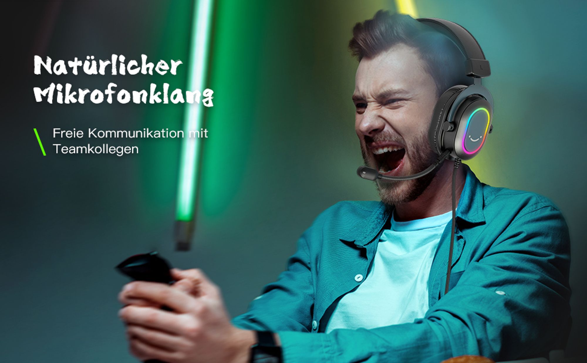 FIFINE Gaming Headset mit Mikrofon Over Ear Kopfhörer mit Kabel USB Headset