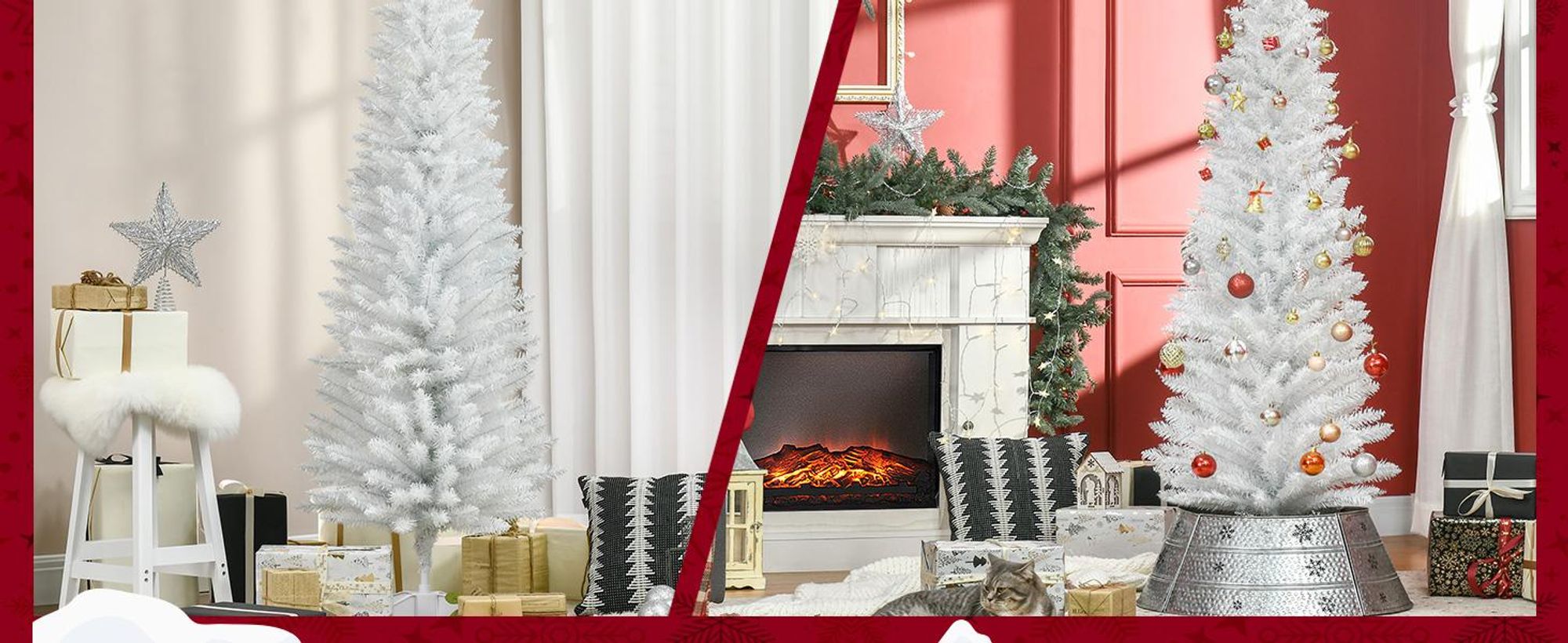 HOMCOM Weihnachtsbaum Tannenbaum mit Kunststoffständer 390 Spitzen Weiß