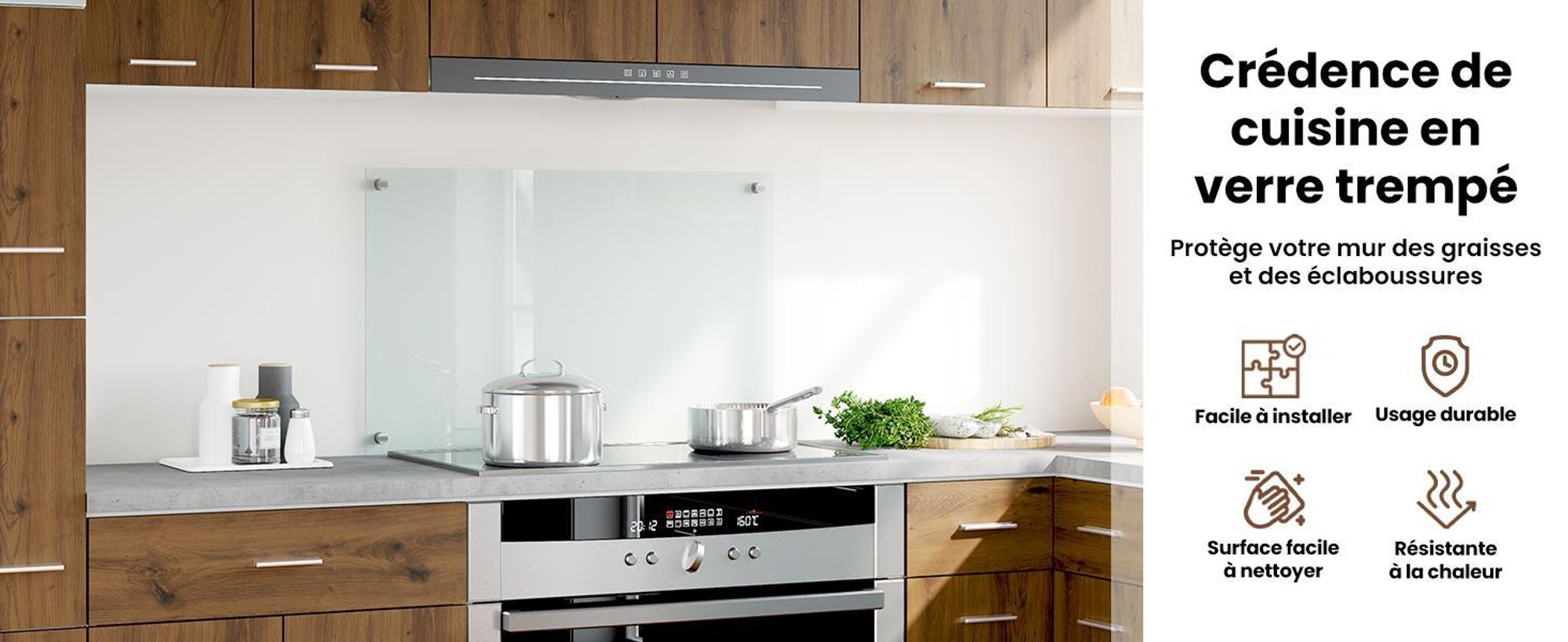vidaXL Dos de cuisine Transparent 80×50 cm Verre trempé