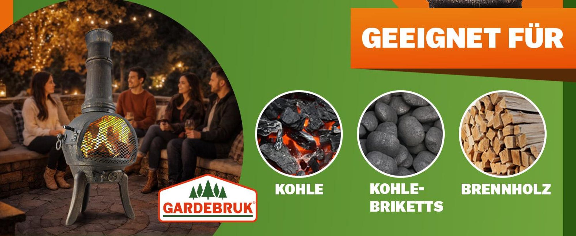 GARDEBRUK Terrassenofen Gusseisen 28kg Funkenschutz