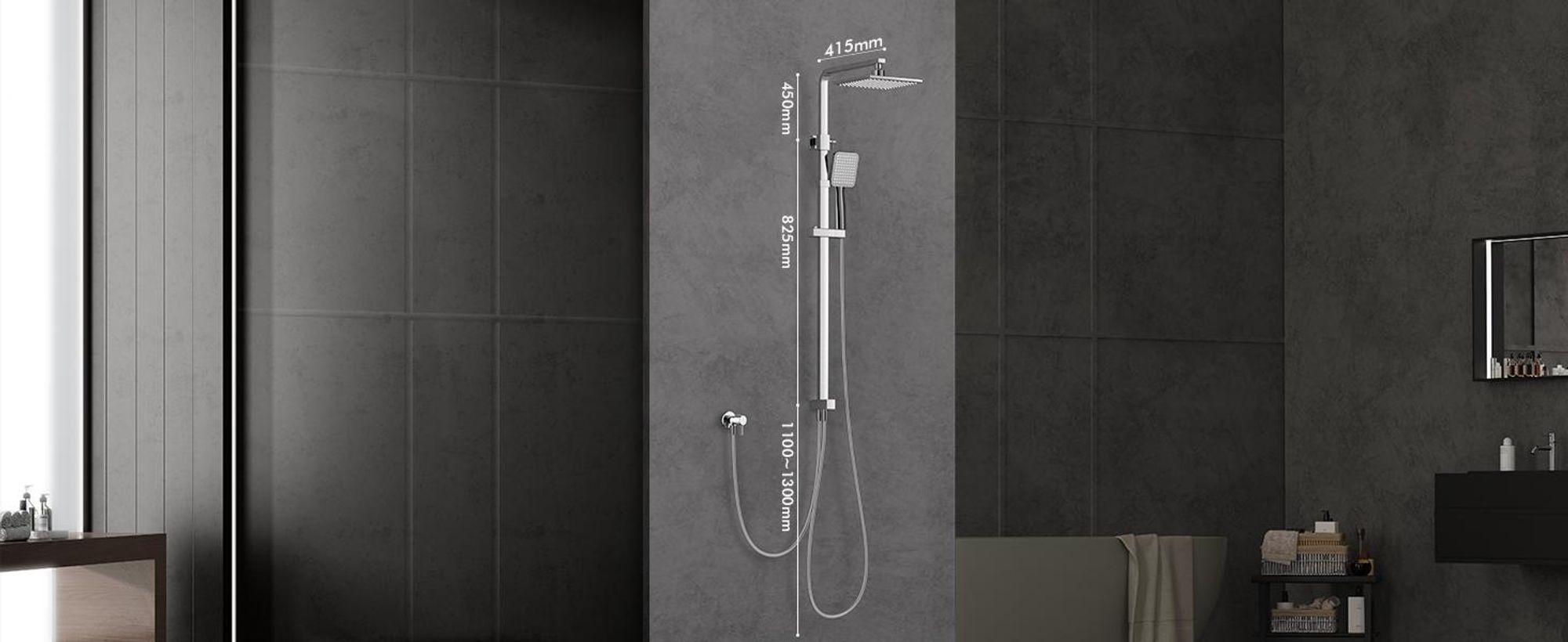 Homelody Duschsystem ohne Armatur Regendusche Duschset ohne Thermostat mit Kopfbrause Handbrause Umsteller eckig Duschsäule für Badezimmer, chrom