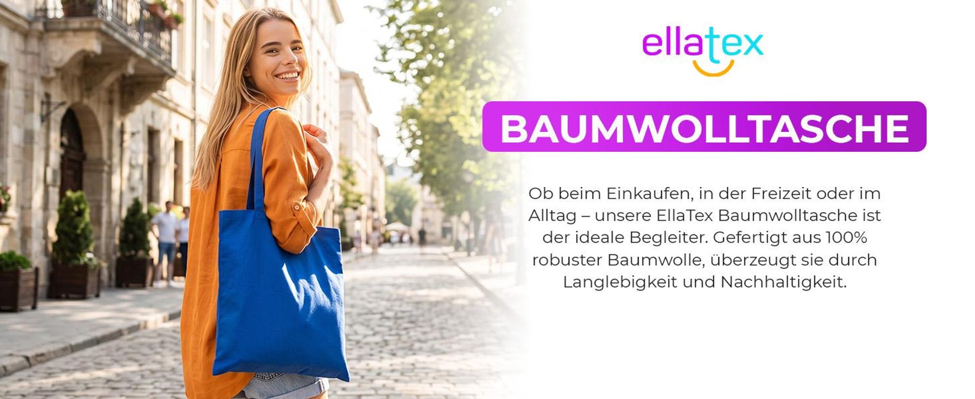 EllaTex Baumwolltasche 28x32 cm – Stoffbeutel aus 100% Baumwolle mit kurzen Henkeln, in Farbe: Schwarz