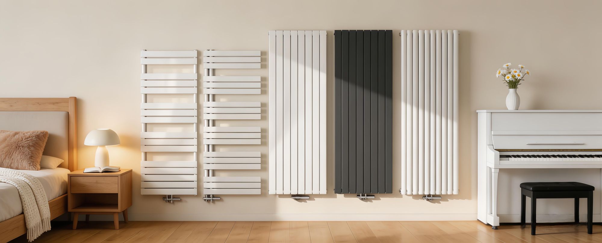 AICA Design Röhren Heizkörper Paneelheizkörper Vertikal Mittelanschluss Doppellagig 1800x472mm Weiß
