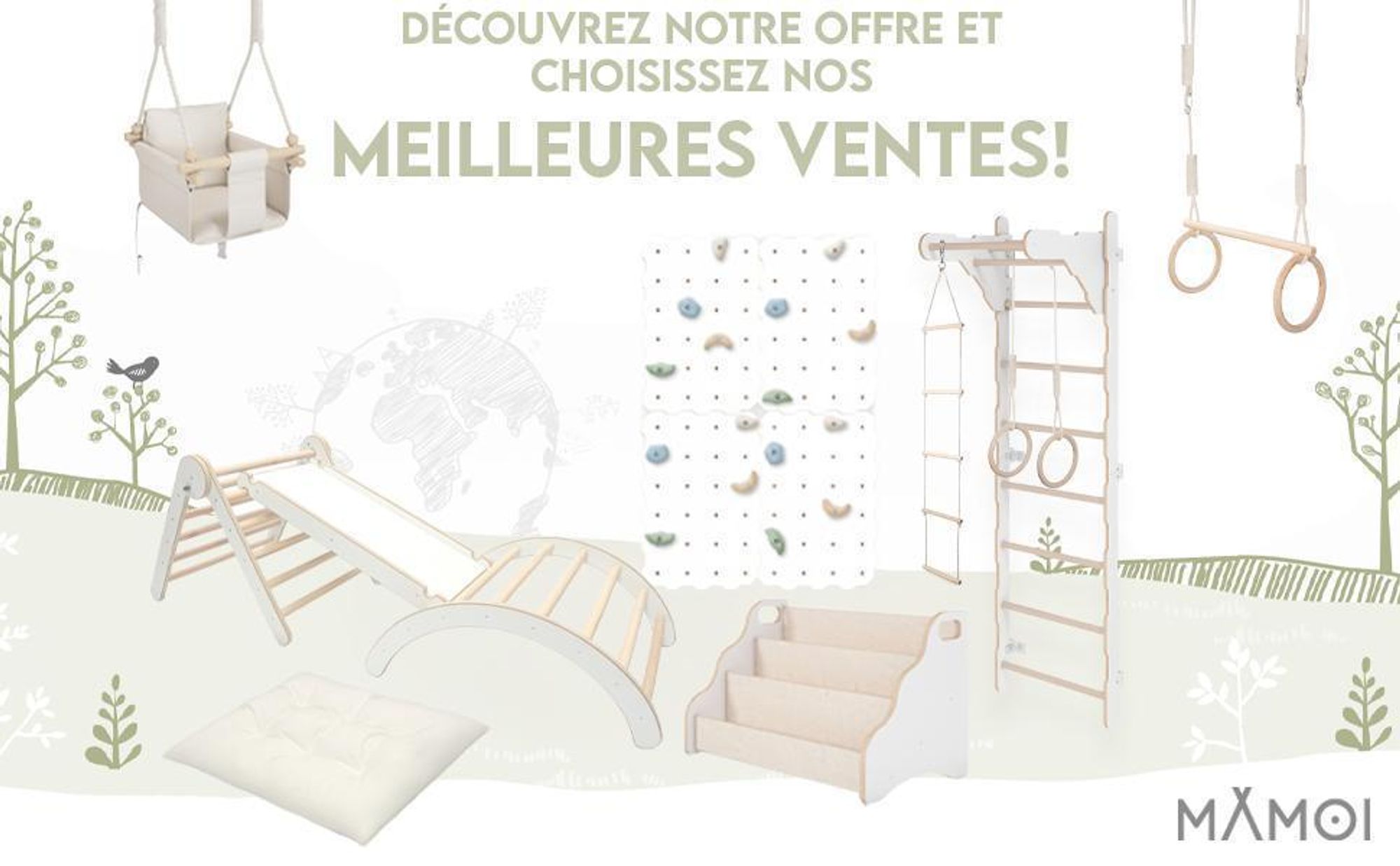 Échelle de gymnastique pour enfants (210 cm), Échelle murale en bois, Cadre d'escalade pour enfants, Roues de gymnastique, Matelas de protection