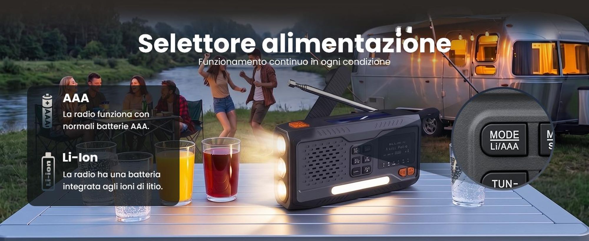 Extralink radio d'emergenza Bluetooth solare a manovella torcia 4000 mAh
