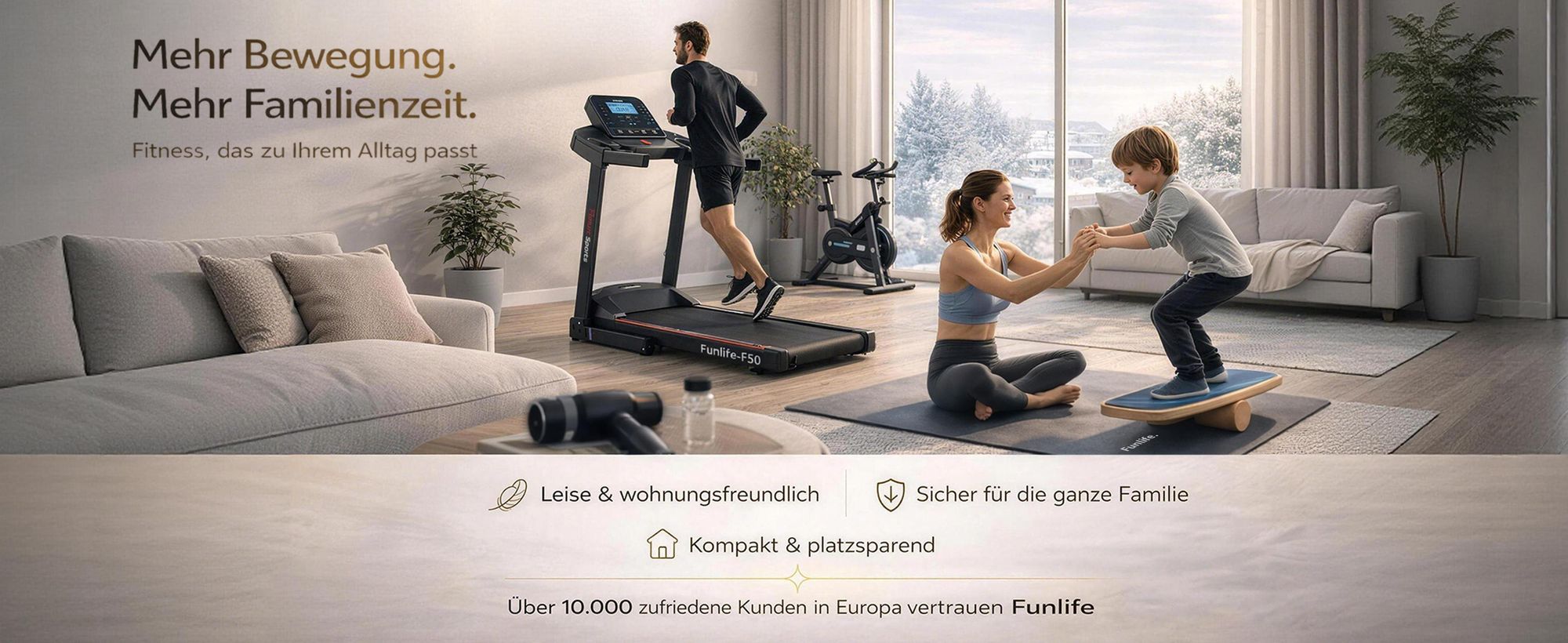 FunLife C1 Heimtrainer – Indoor Bike mit Bluetooth, FitShow & Kinomap, stufenlosem Widerstand, Herzfrequenzmessung, bis 120 kg