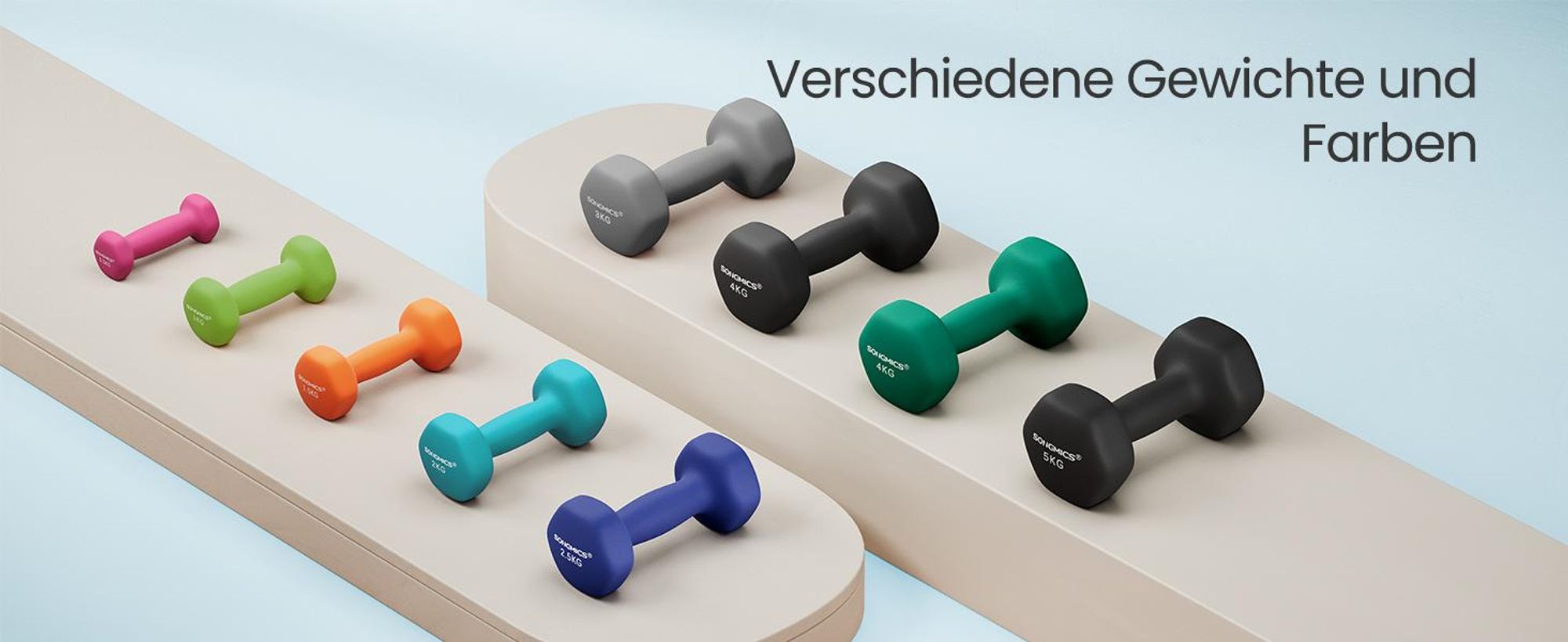 SONGMICS Hantel-Set Kurzhanteln, Hantel Set 12kg, Hexagon, Neopren Hanteln