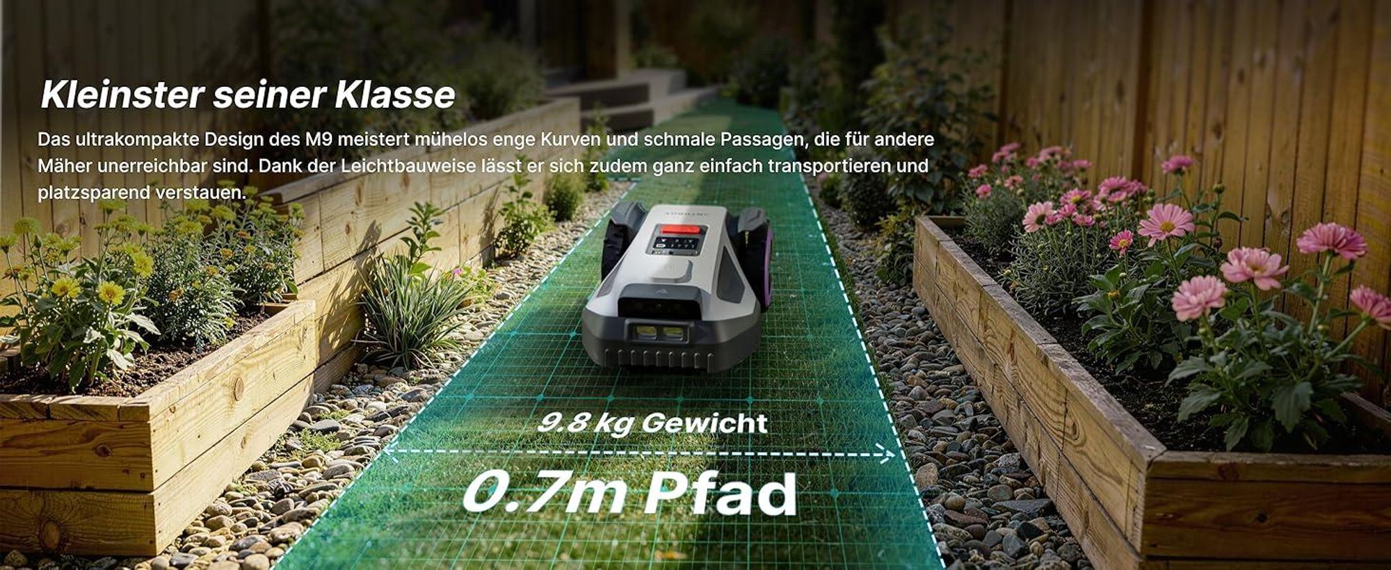 ANTHBOT M5 Mähroboter ohne Begrenzungskabel, RTK-Navigation, 150°KI-Kamera, App-Steuerung, für Gärten bis 500 m², inkl. 3 Monate NRTK-Service