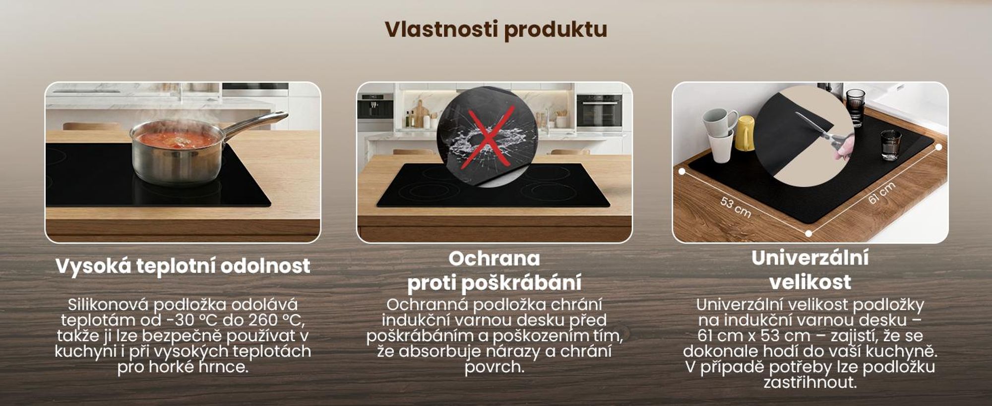 Extralink Silikonová Ochranná Podložka pro Indukční Varnou Desku 53x61 cm Olejivzdorná Protiskluzová