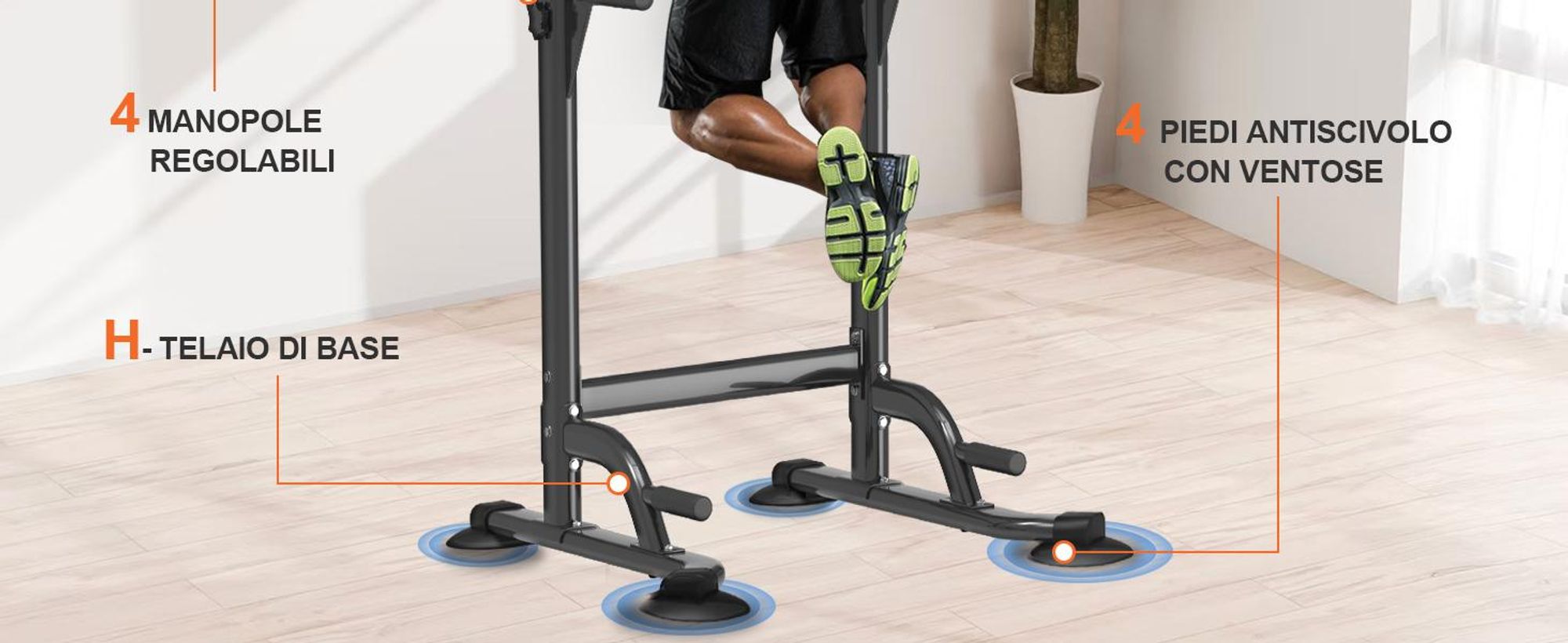 DH FitLife Power Tower - Stazione Fitness Multifunzionale con Barra per Trazioni e Dip Parallele, Power Rack per Home Gym