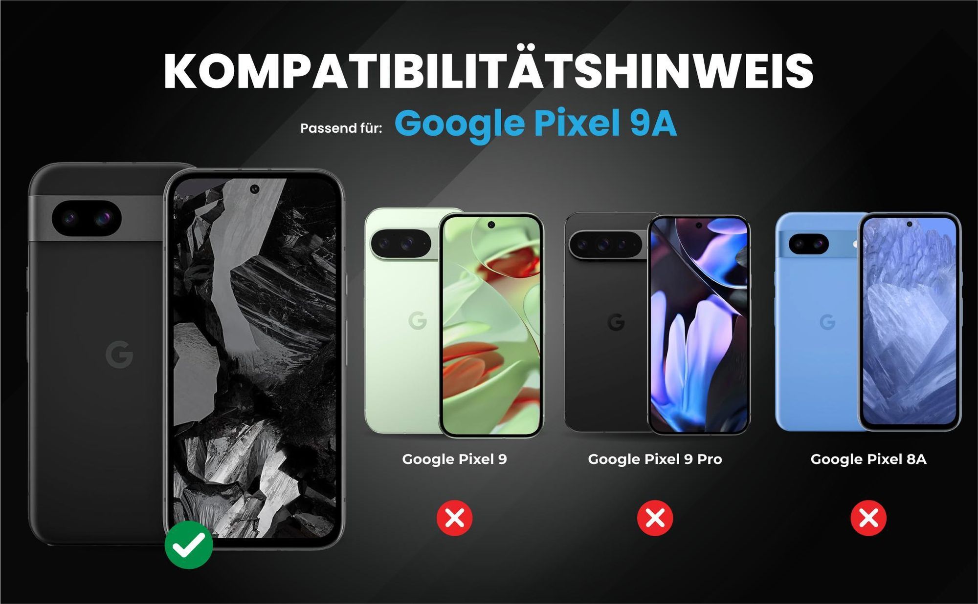 Kompatibilitätshinweise Hülle für Google Pixel 9a