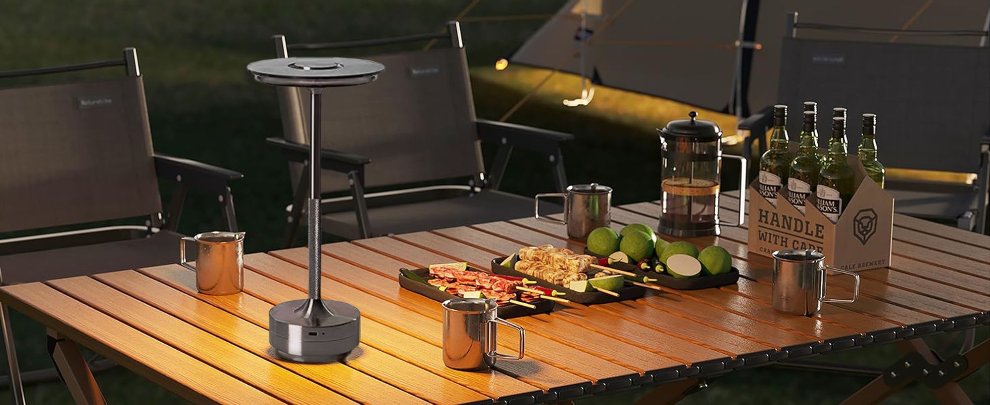 Kabellose, dimmbare LED Tischlampe mit Akku, Touch-Tischlampe, Nachtleuchte für das Wohnzimmer, dreifarbiges Licht, silbergraue Farbe