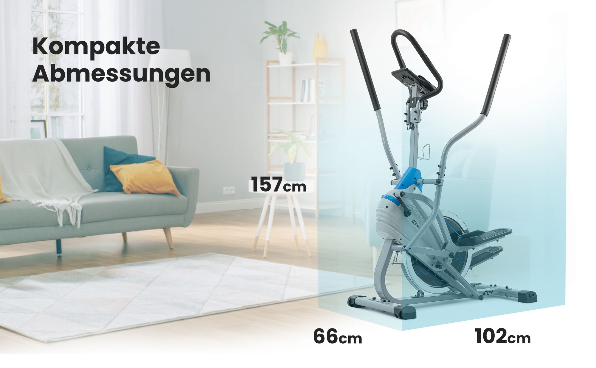 Hop-Sport Cross Stepper für zuhause HS-400B Icon - 2-in-1 Crosstrainer und Stepper mit Trainingscomputer - innovatives Trainingsgerät verbindet das Stepper- und Crosstrainer-Training