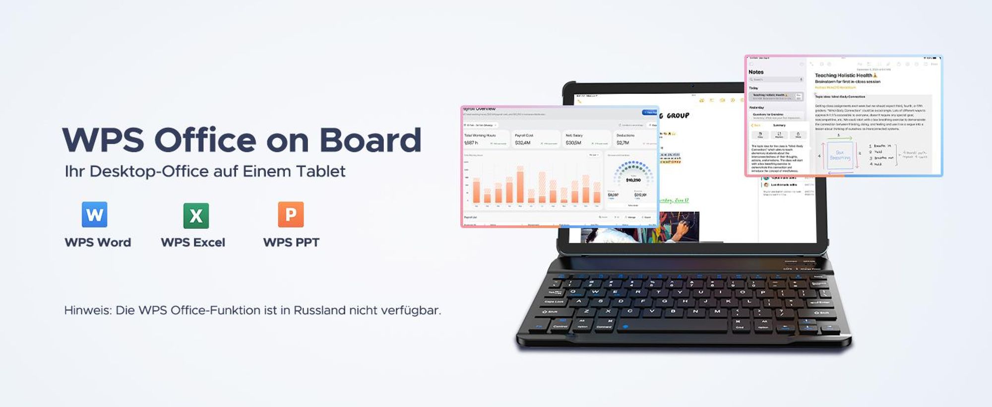 POCKAM P10 PRO 48(8+40)GB+128GB, 10 Zoll, Android 16, 8800mAh, mit Tastatur/Maus/Stift/Hülle usw, BT5.0, 5G WiFi, Gemini AI, 3.5mm Kopfhöreranschluss