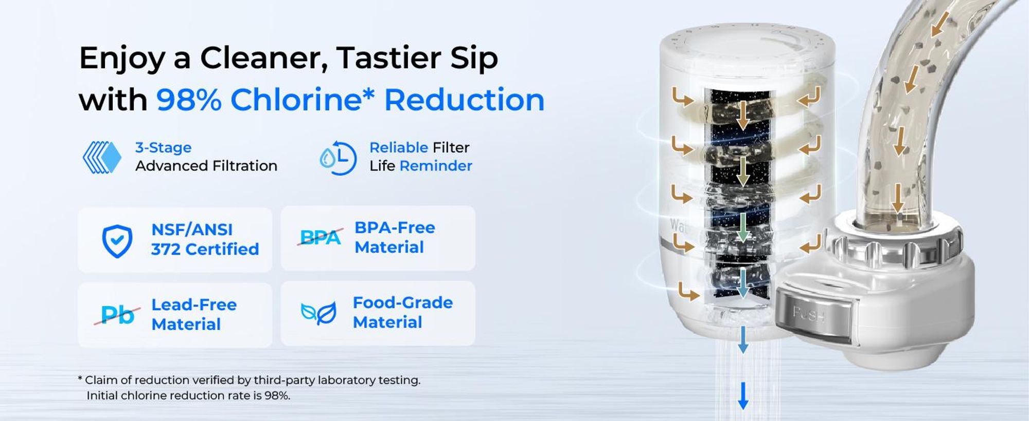 Waterdrop Wasserfilter Wasserhahn, Filterlebensdauer-Reminder, Kohleblock Wasserfiltersystem, Leitungswasserfilter (1 Filter Enthalten)