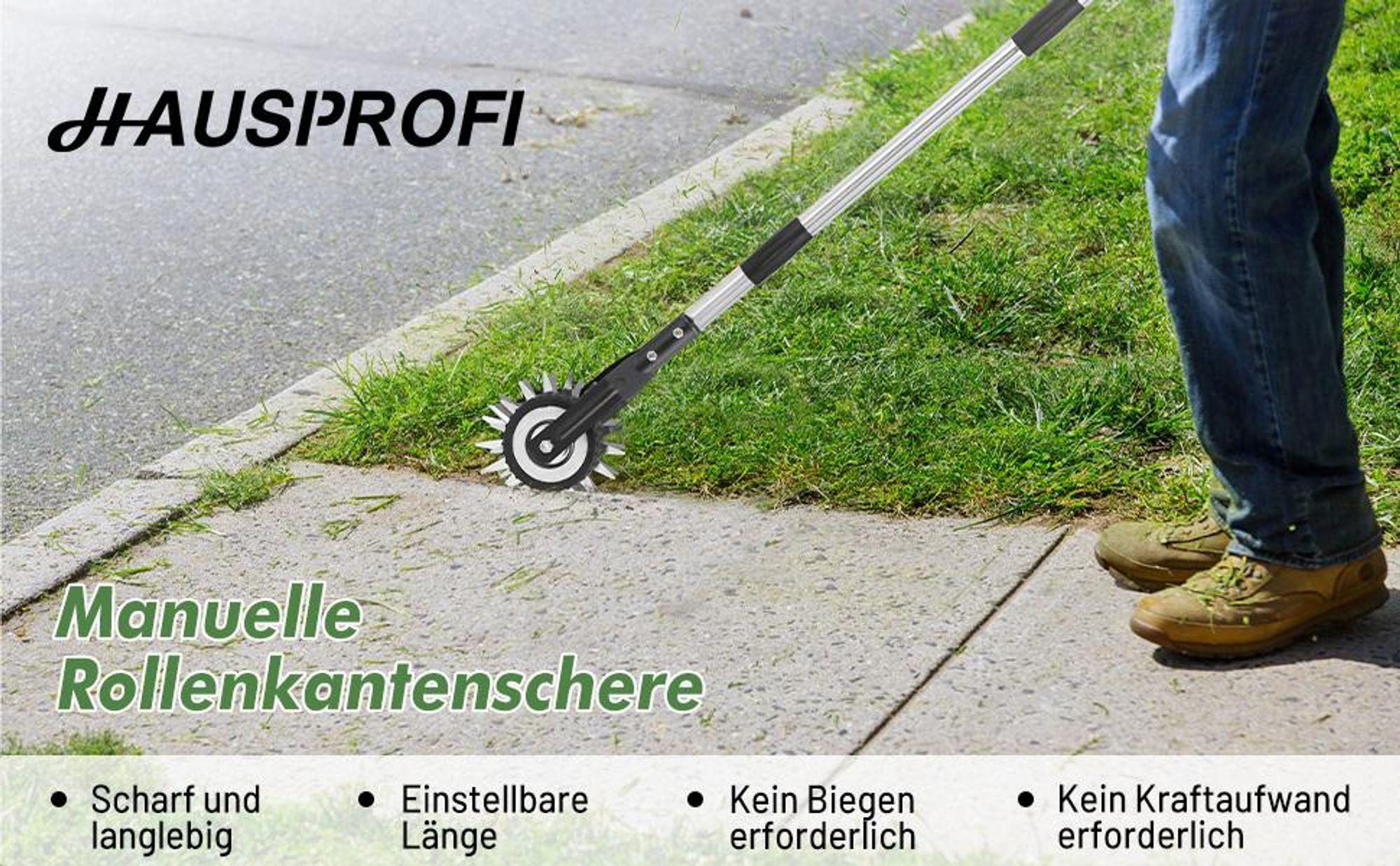 Hausprofi Manuelle Rollenkantenschere – mühelose Rasenkantenpflege ohne Bücken