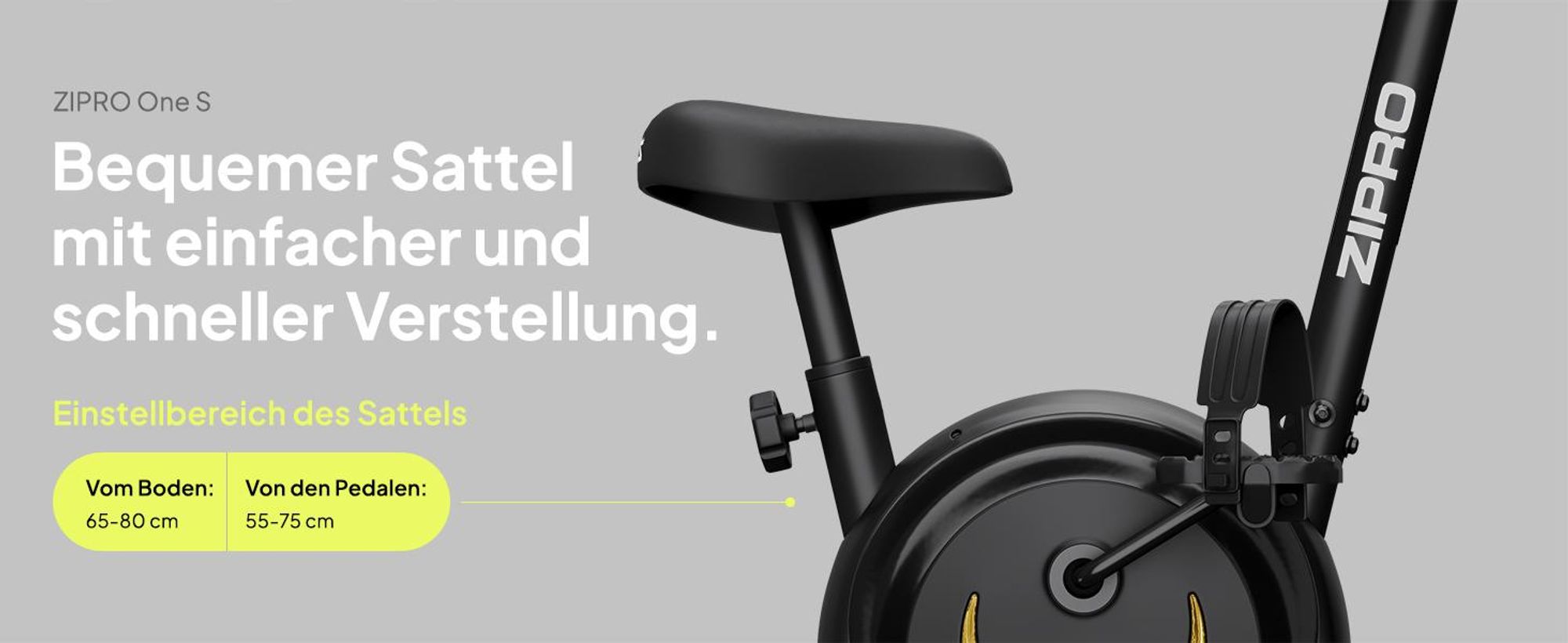 Zipro Heimtrainer Fahrrad One S Gold – Kompaktes Fitnessbike für Zuhause Leiser Hometrainer mit Pulsmessung, LCD Computer Tablethalter Design Edition