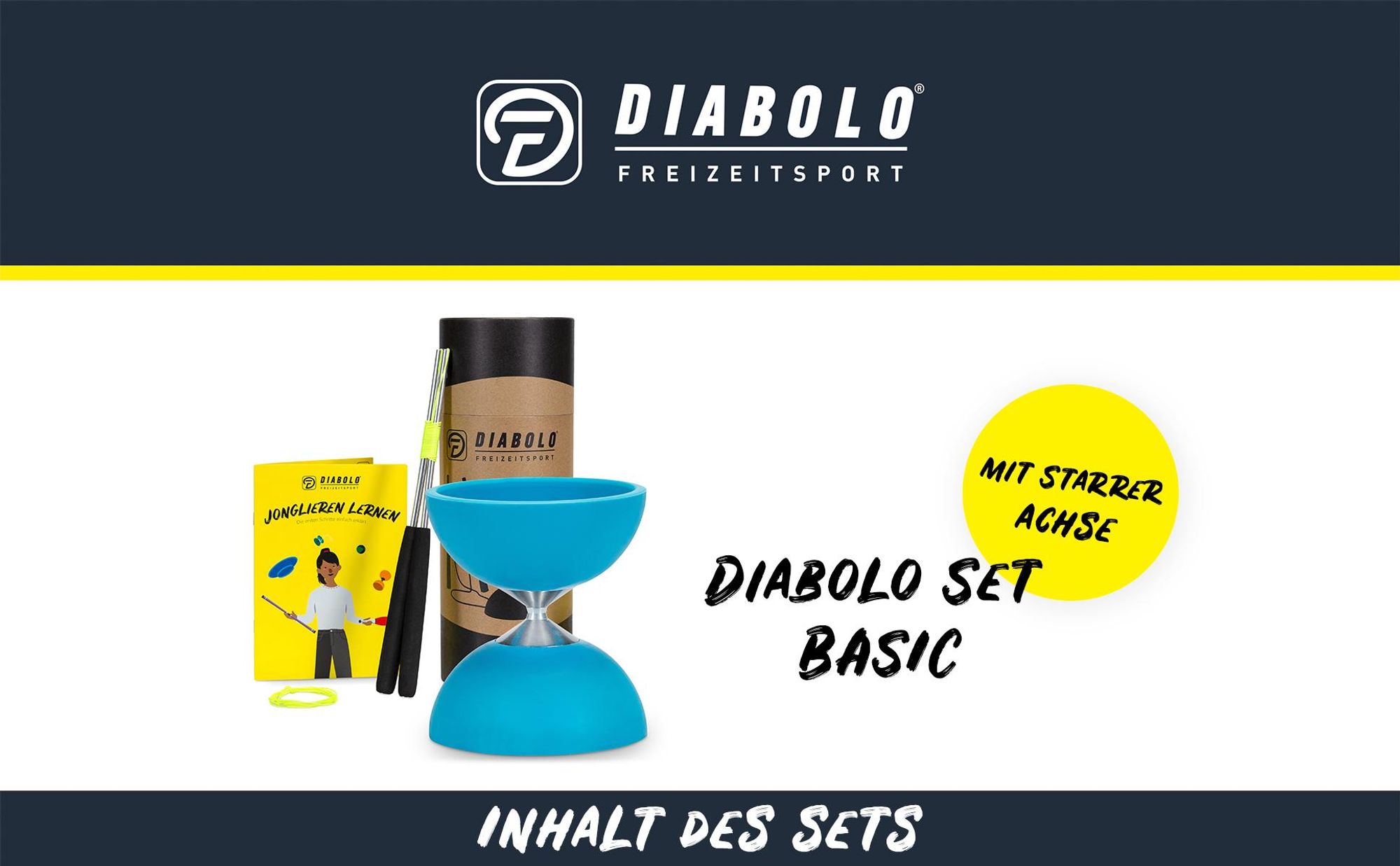 Diabolo Freizeit  Satz Basic mit Kugellagerachse | LED in turkis Turkis farbe|Set mit robuster Konstruktion für Anfänger und Fortgeschrittene |