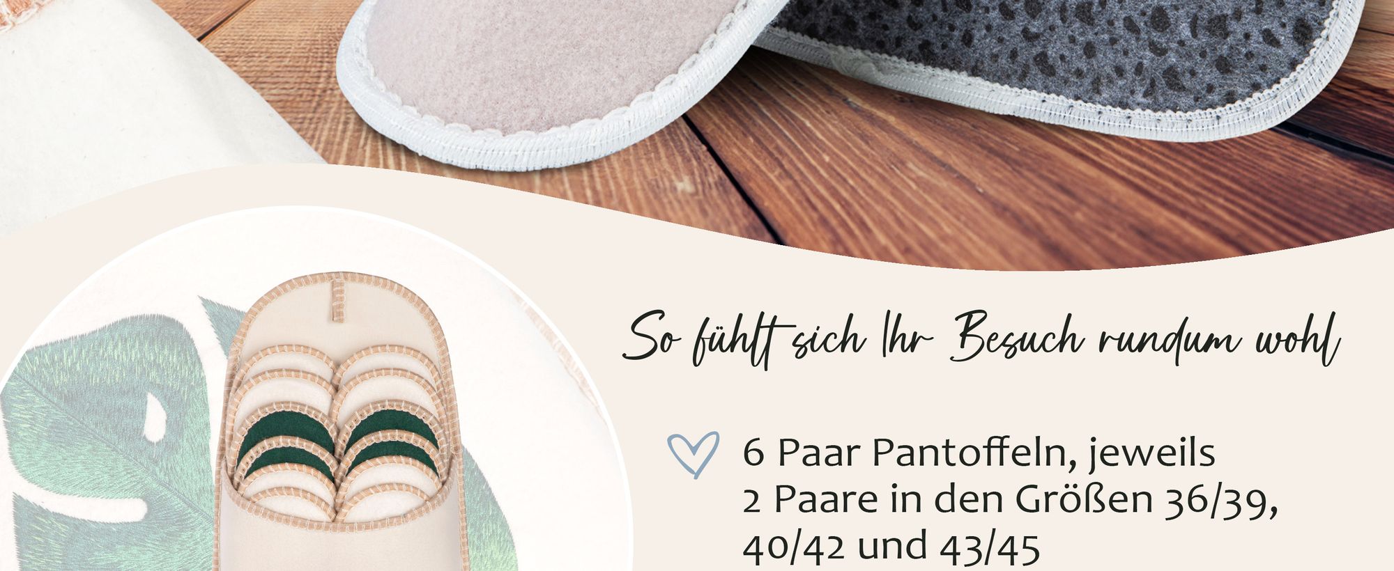 ONVAYA® ABS Gästepantoffel | Monstera | 6er Set | Antirutsch Sohle | Hausschuhe | Filzpantoffel | Gr. 36-45 Gästehausschuhe