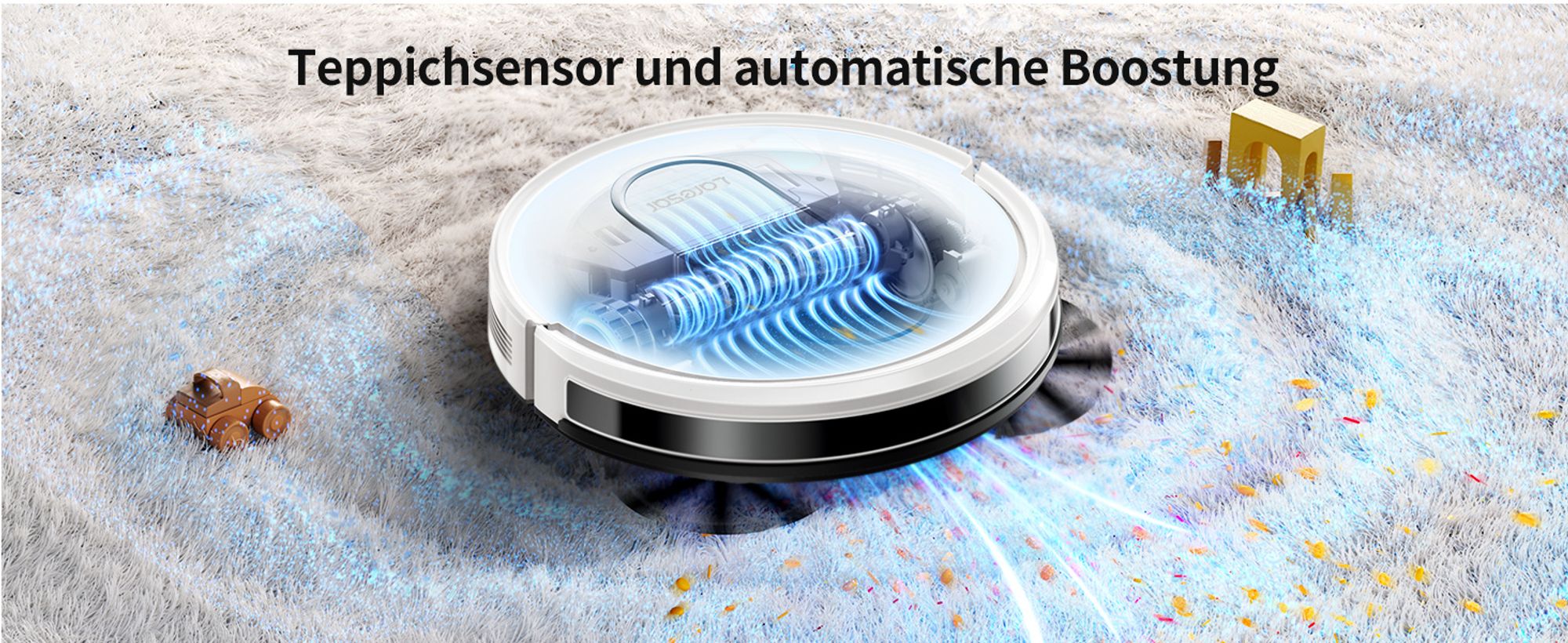 Laresar P10 Saugroboter 4500 Pa, 3-in-1 Reinigung, Teppich-Booster, Bis zu 120 Minuten, HEPA-Filter, 3 Modi, Fernbedienung, App- und Sprachsteuerung