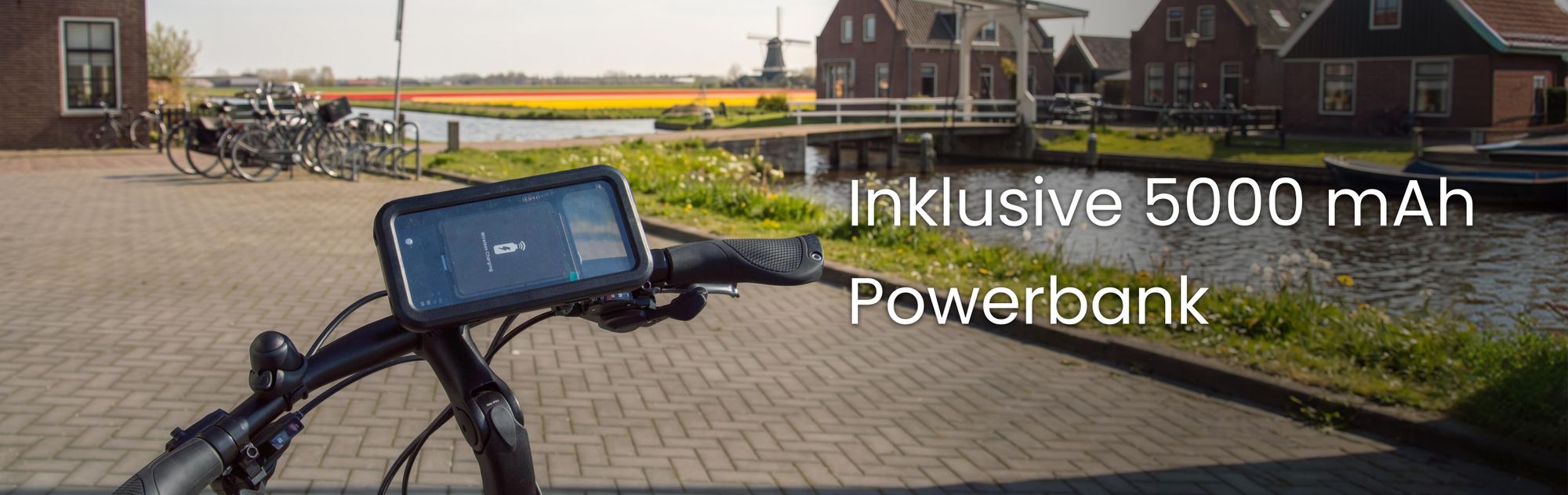 R2B Fahrrad Handyhalterung mit Powerbank 5000 mAh, wasserdichte Handyhalterung für Fahrrad, Smartphone Halterung