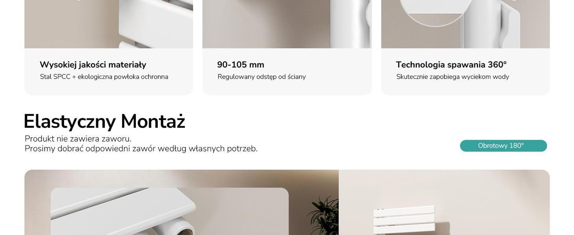 EMKE Grzejnik łazienkowy Grzejnik panelowy Przyłącze boczne Montaż ścienny Ciepła woda Suszarka do ręczników Podgrzewacz do ręczników 1320 x 400 mm Biały bez pręta grzejnego