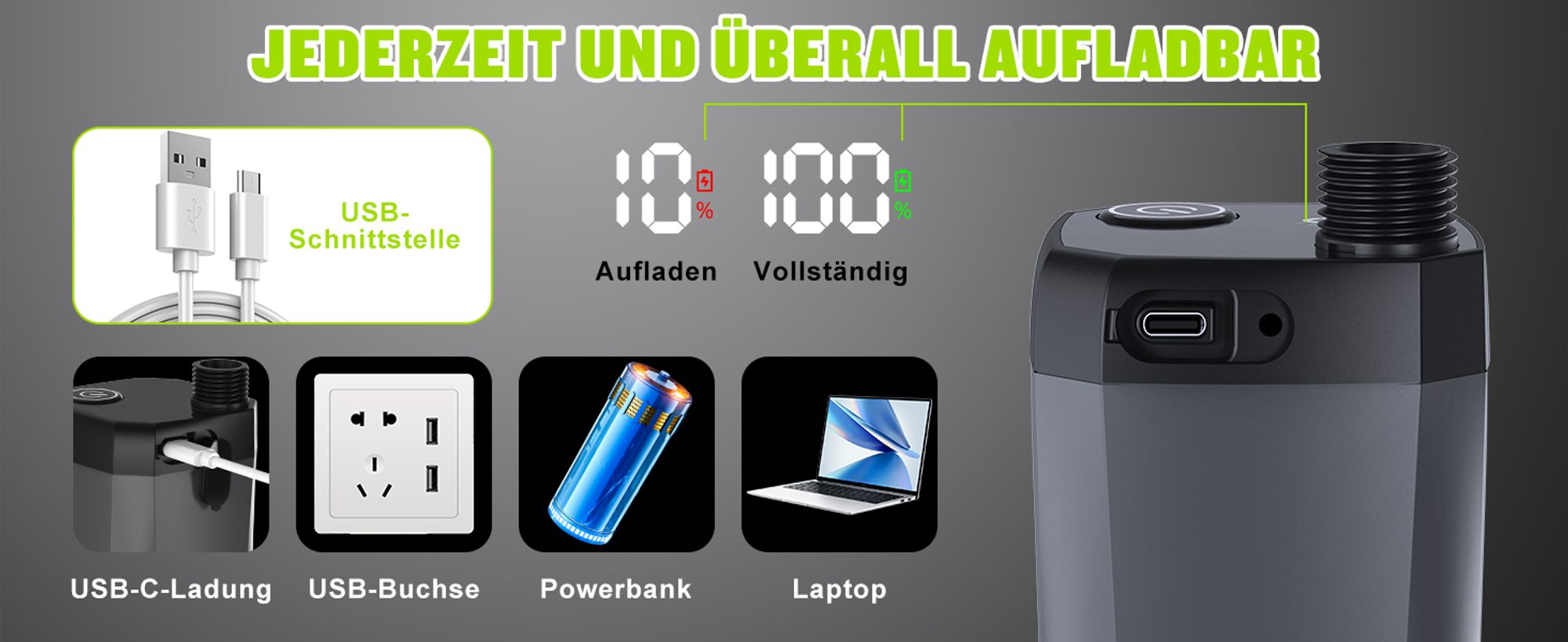 Tragbare Campingdusche,[6000 mAh] ,Pump- und Temperaturanzeige,mit Duschkopf und 2 m Schlauch für Garten, Waschen des Autos, Strand, Camping, Haustier