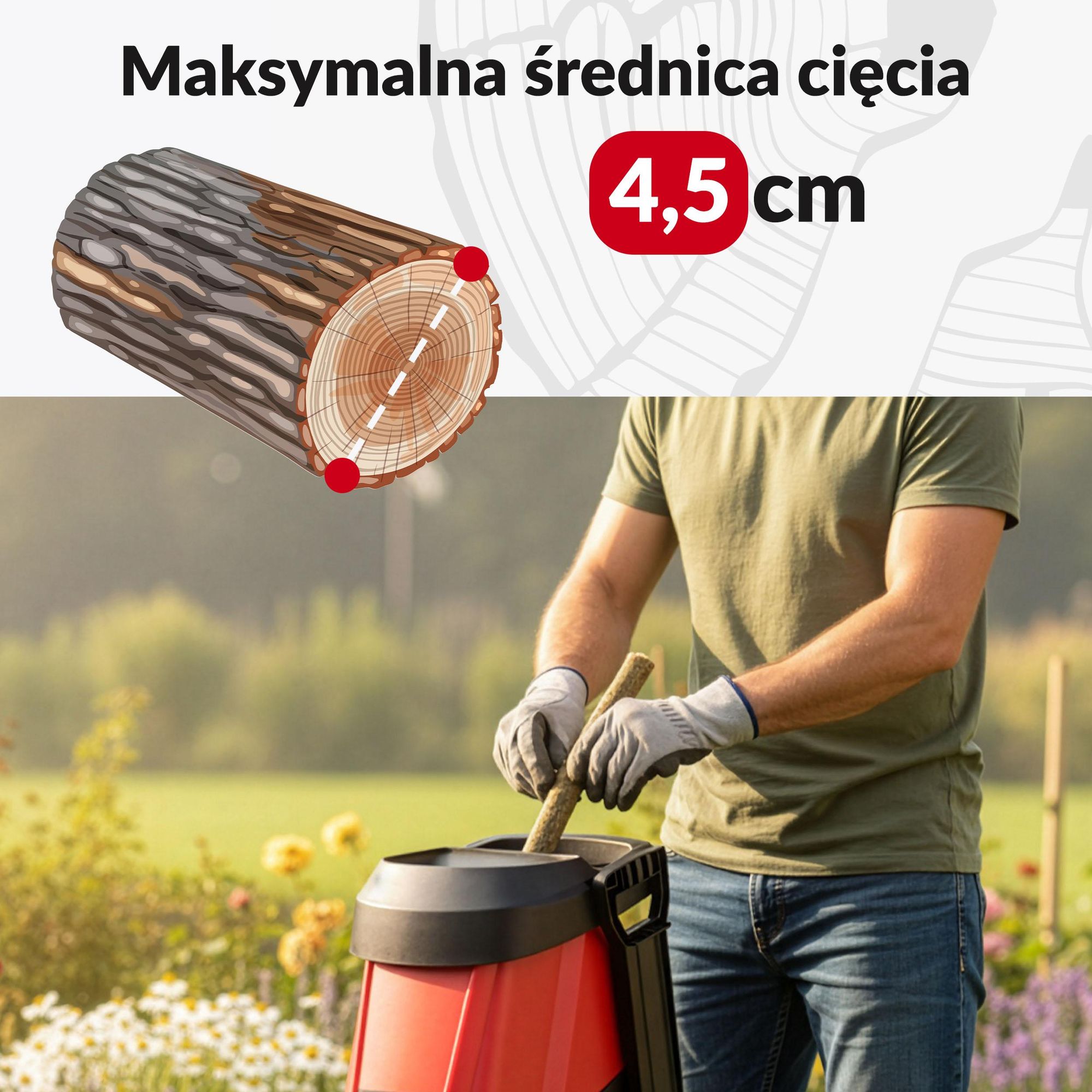 Rozdrabniacz do gałęzi Lehmann Timber 3800 W rębak elektryczny 45 mm pojemnik 50L NOŻE SK5