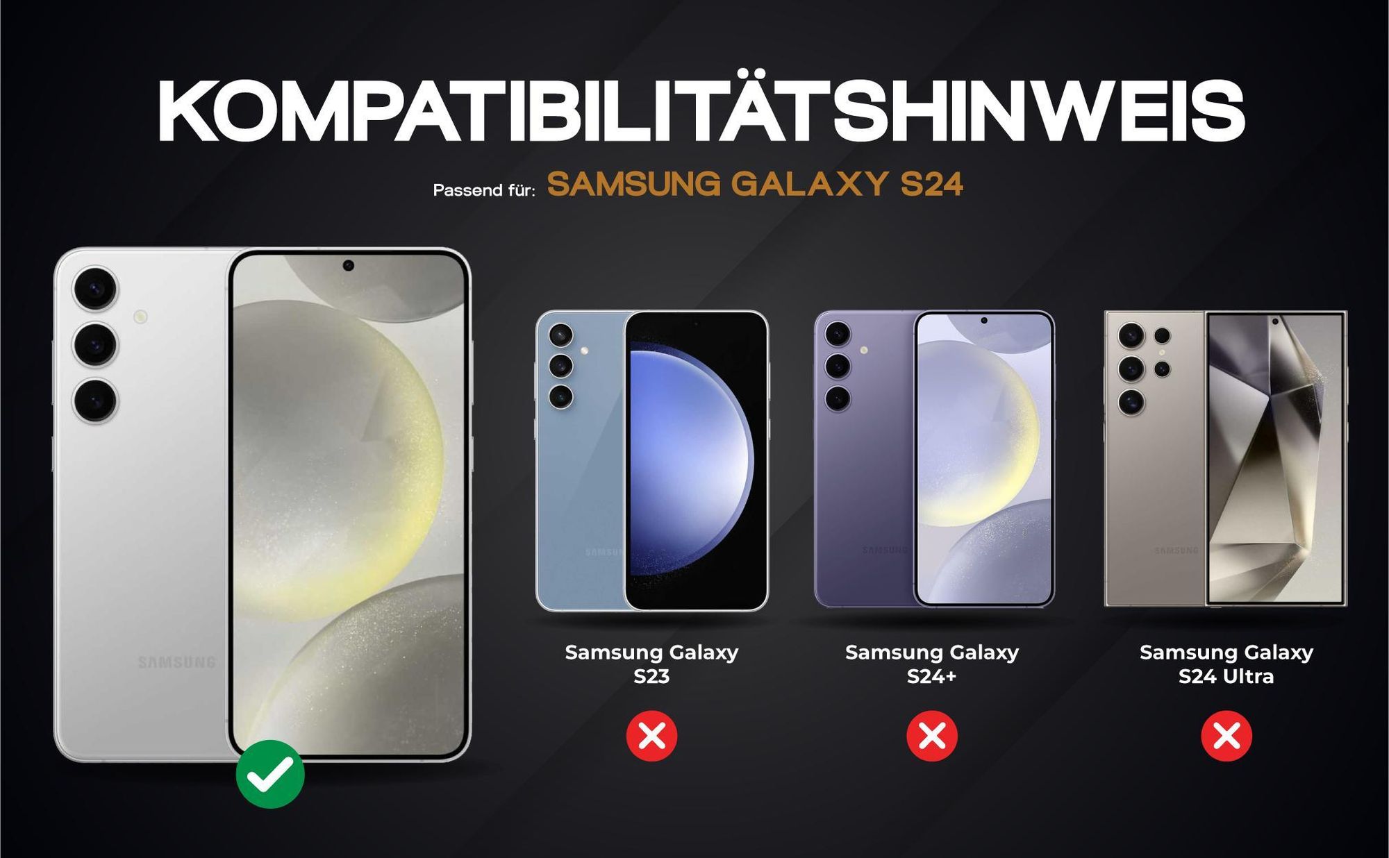 Kompatibilitätshinweise Hülle für Samsung Galaxy S24