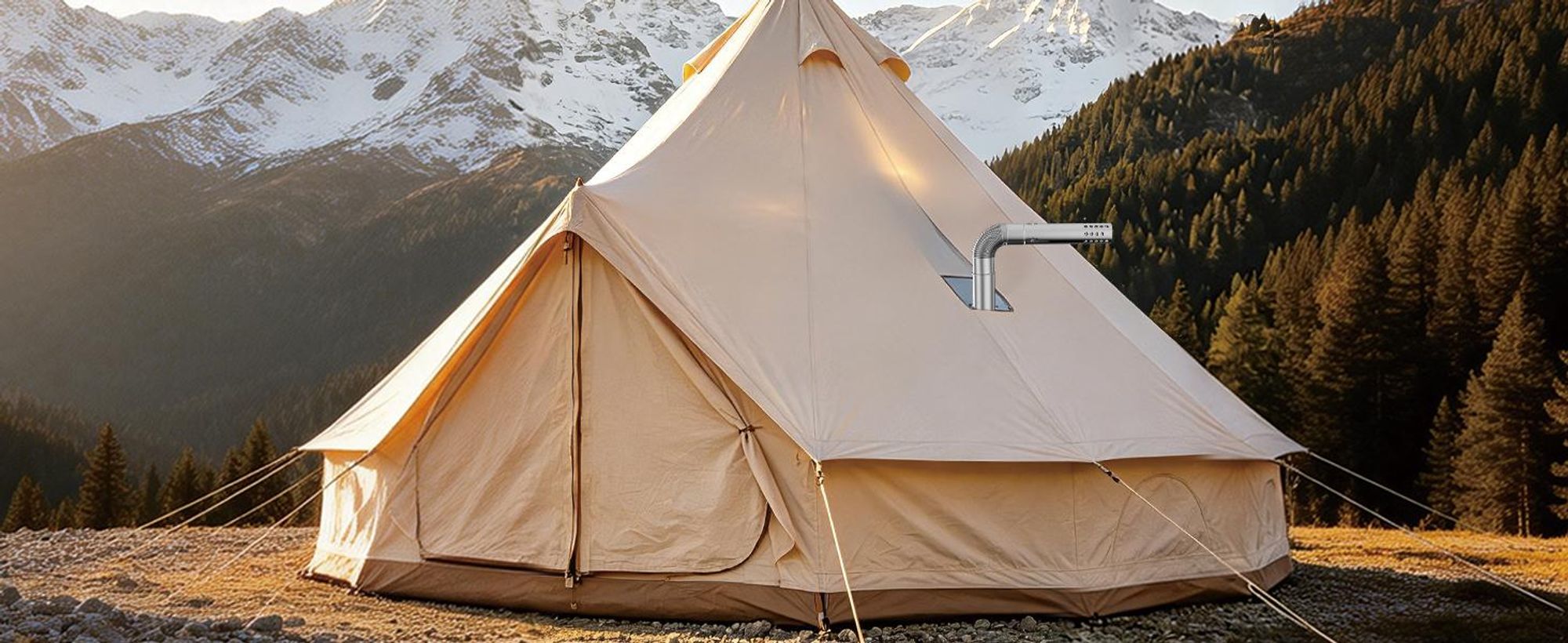 unho Zeltofen Zubehör Set, Kaminrohr mit Winkelrohr, Reinigungsbürste, Edelstahl, hitzebeständig, für 60 mm Rauchrohre Camping und Outdoor