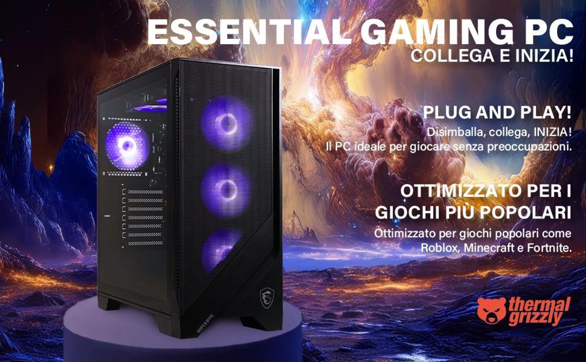 HYPER BYTE Essential - PC Gaming - AMD Ryzen 3 3200G | 3,6 GHz | Vega 8 | Gaming Computer con 16 GB DDR4 | 256 GB SSD | WiFi | Windows 11 Pro