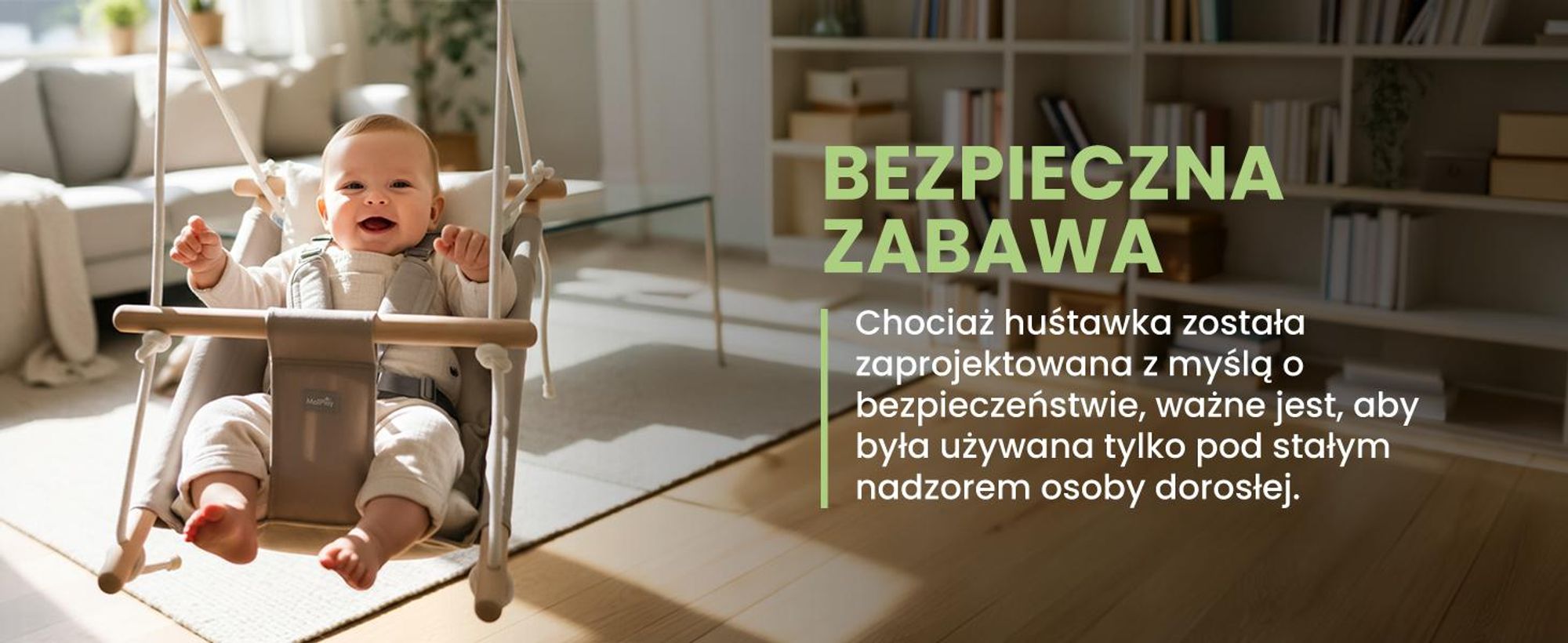 Huśtawka dla niemowląt, hamak, leżaczek Malplay 3 w 1 z regulowanym pasem bezpieczeństwa do 60 kg, Malo Wave, szaro-biały