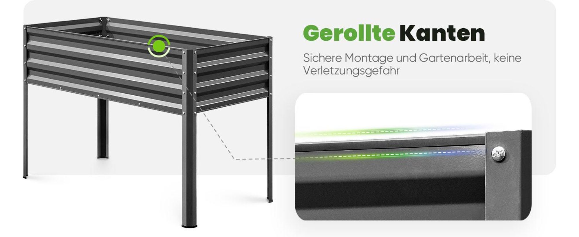 KING BIRD Hochbeet aus Metall, Frühbeet Bausatz Pflanzenbeet Pflanzkasten Blumenbett für Garten, Terrasse,Balkon, 181 kg Tragkraft, grau,120 x 60 x 80
