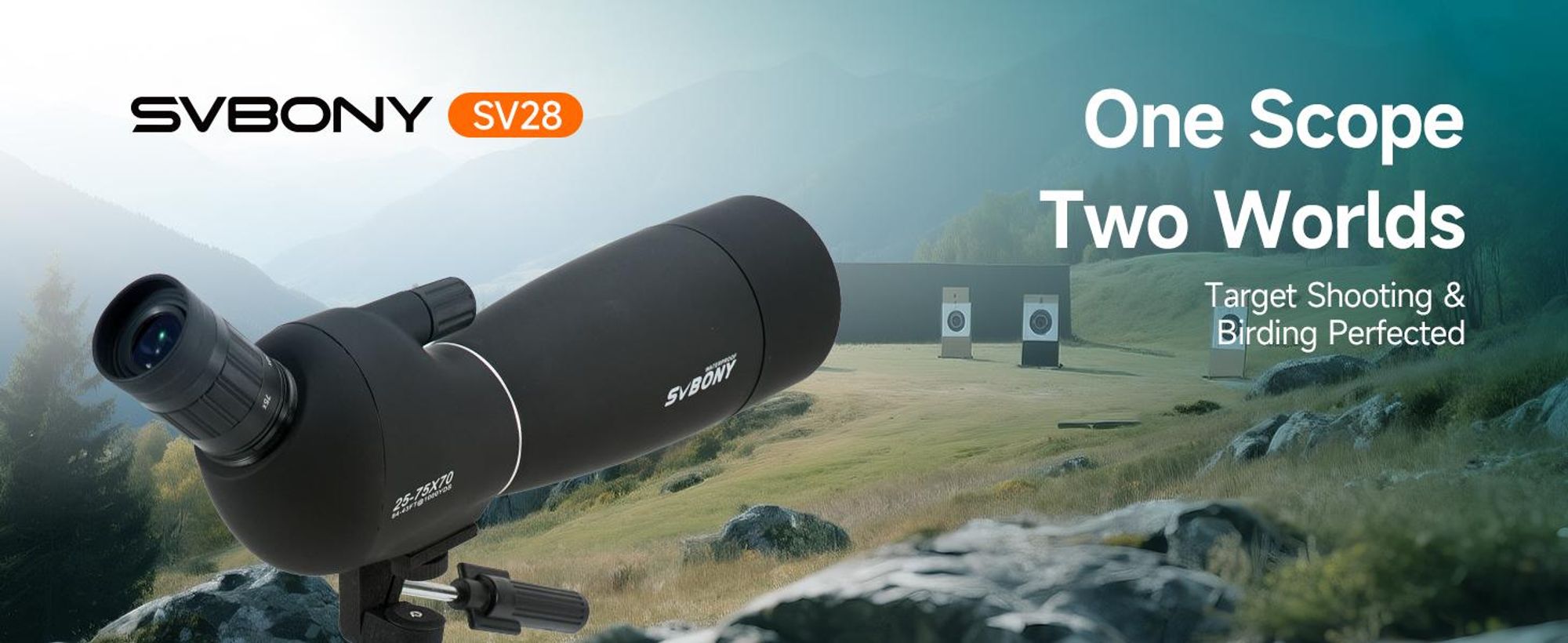Svbony SV28 ďalekohľad, 25–75×70 mm, so statívom, hranolom BAK4, objektívom FMC, na pozorovanie vtákov, streľbu na terč, lov, monokuláre, ďalekohľady, čierny