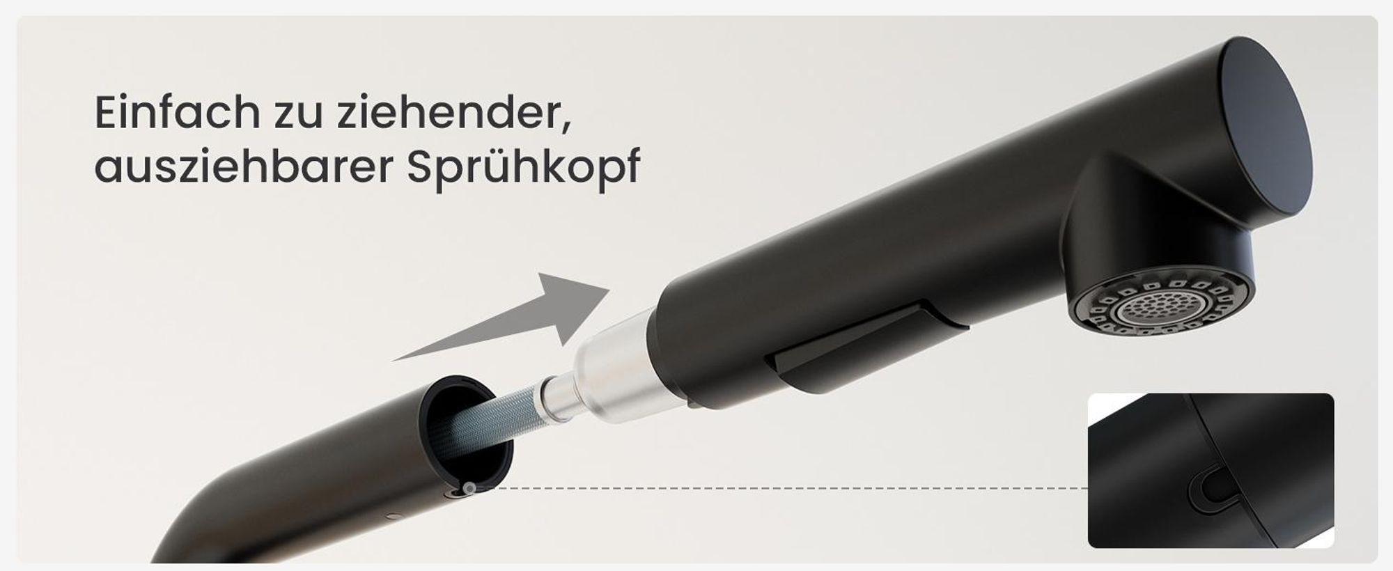 Cecipa MAX 304 Edelstahl Küchenarmatur | 360° Drehbar & Ausziehbar | Schwarz Matt | Zwei Wasserausgänge